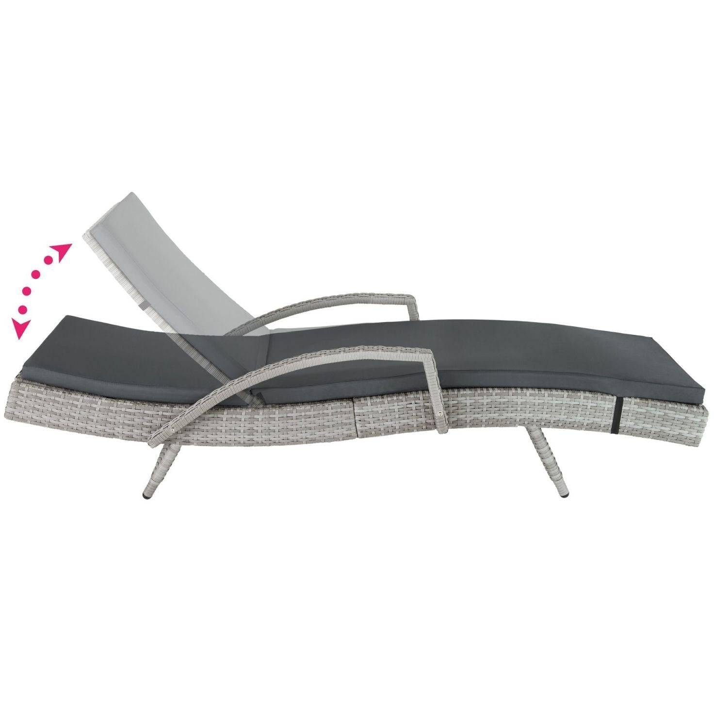 Helloshop26 - Bain de soleil chaise longue transat meuble jardin 5 positions gris - Image 6