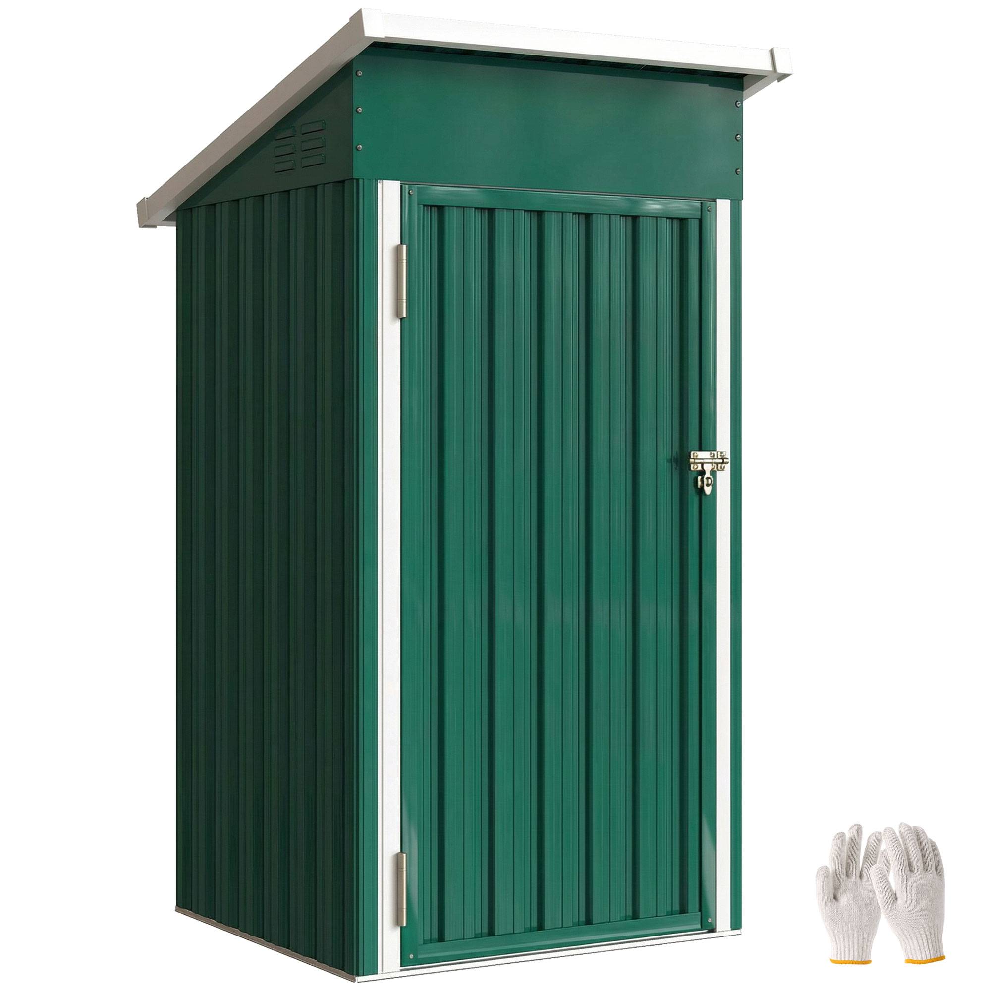 Abri de jardin acier galvanisé extérieur rangement outils toit incliné 107x91x185cm vert - ComfortXL Outdoor Living - Image 1