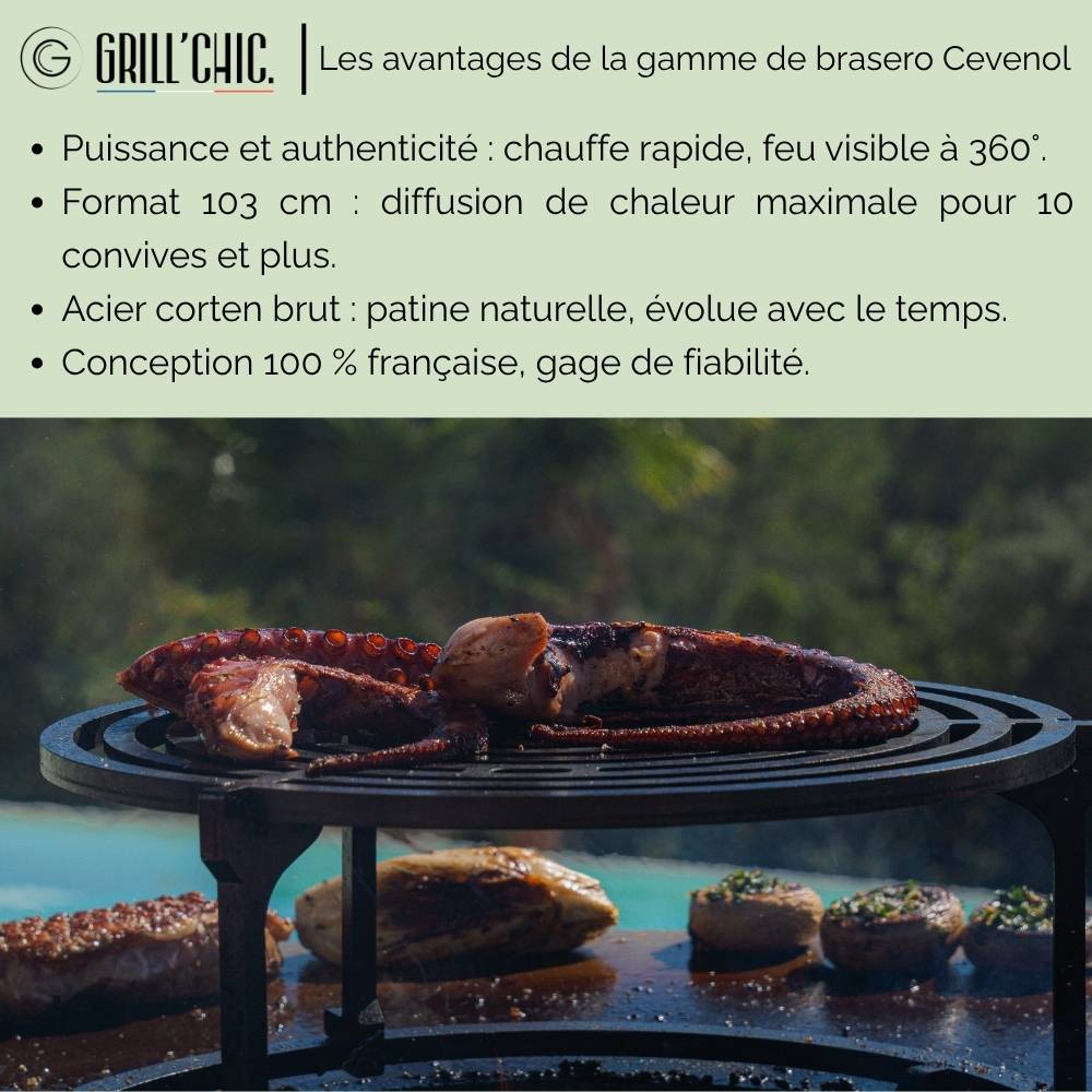 Brasero Cevenol Corten Bois Carre 103 Simple Cuve - GRILL CHIC - Image 6