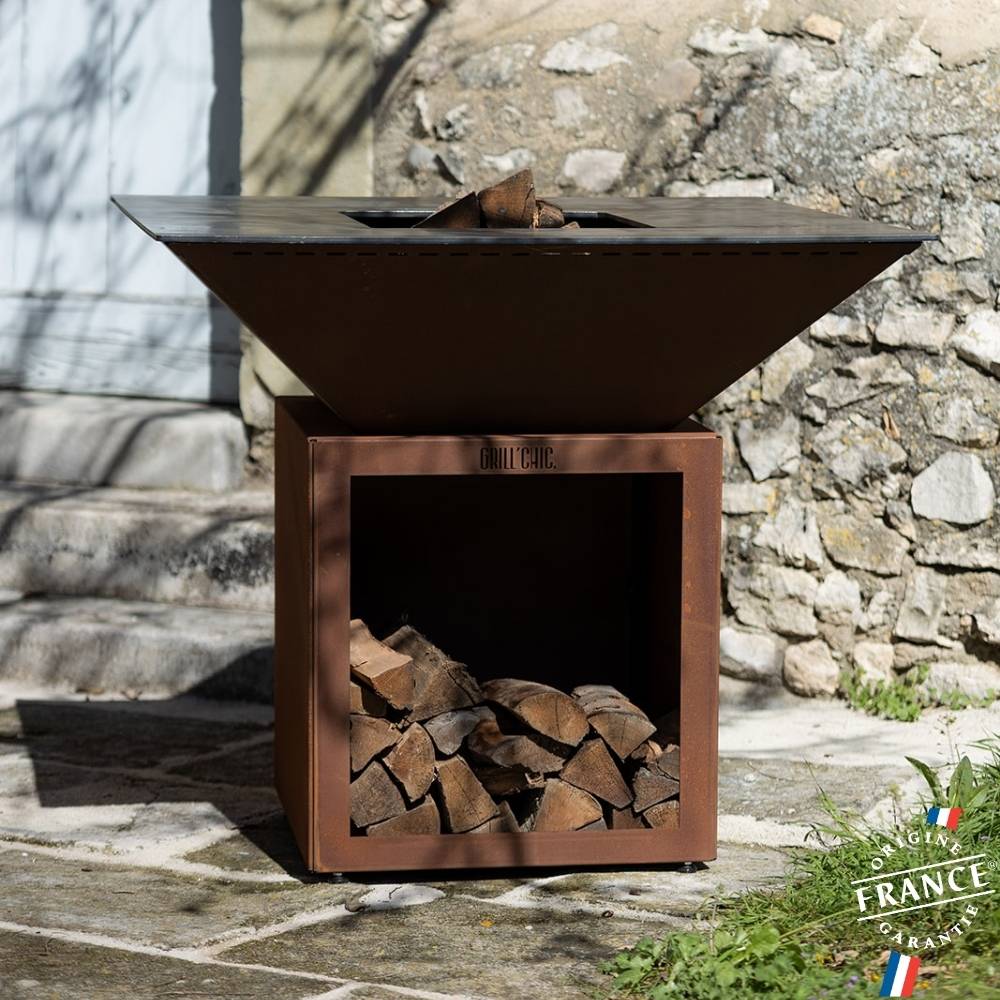 Brasero Cevenol Corten Bois Carre 103 Simple Cuve - GRILL CHIC - Image 2