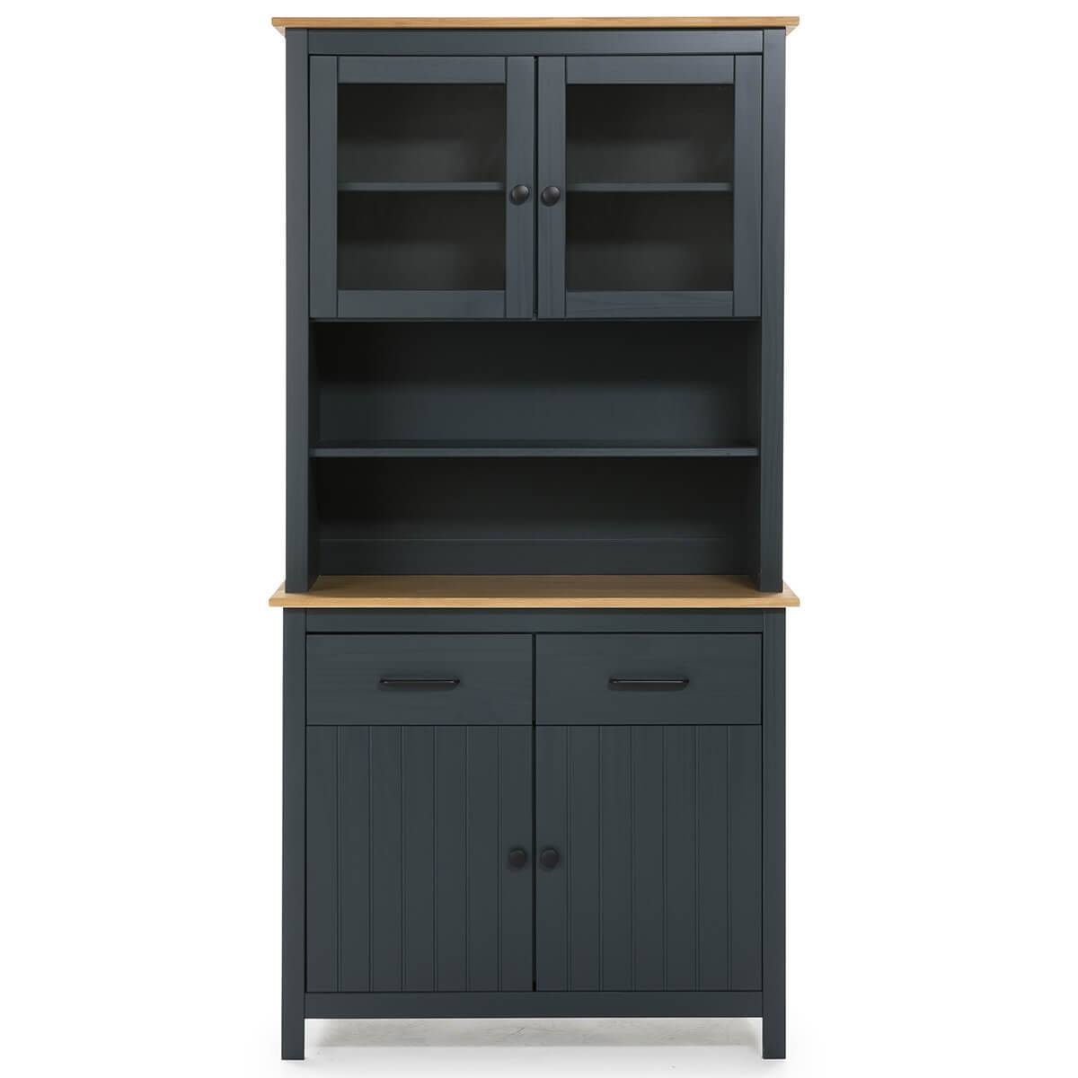 Pack Meuble TV + Table Basse + Buffet Haut + Buffet Bas 3P Bois et Bleu Pétrole - TINA - Image 7