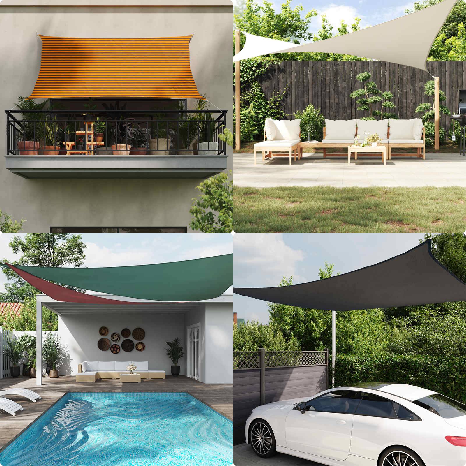 PANGIVO - Voile d'ombrage polyester Oxford orange et marron 300 x 300 cm - PANGIVO - Image 2