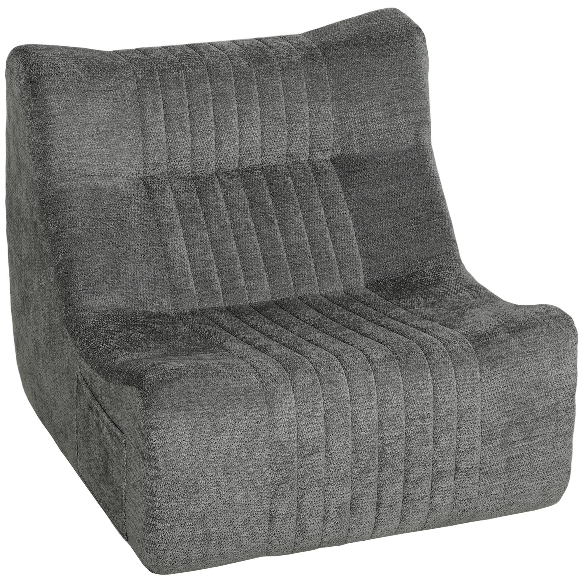 Canapé Paresseux Chaise de Sol à Silhouette Papillon avec Poches Latérales, sans Assemblage, 80x90x76cm, Gris Châtaigne - Image 1