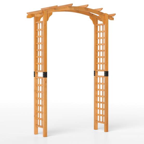 Arche de Jardin en Bois pour Plantes Grimpantes Arceau à Rosiers en Treillis 160x60x229CM Support de Toile de Fond Incurvé Orange MAISON CHIC - Image 1