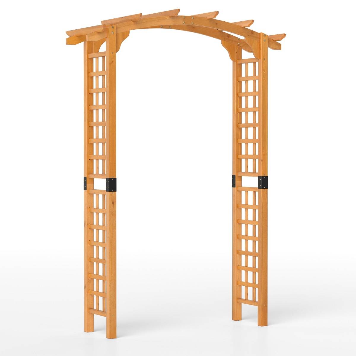 Arche de Jardin en Bois pour Plantes Grimpantes Arceau à Rosiers en Treillis 160x60x229CM Support de Toile de Fond Incurvé Orange MAISON CHIC - Image 1