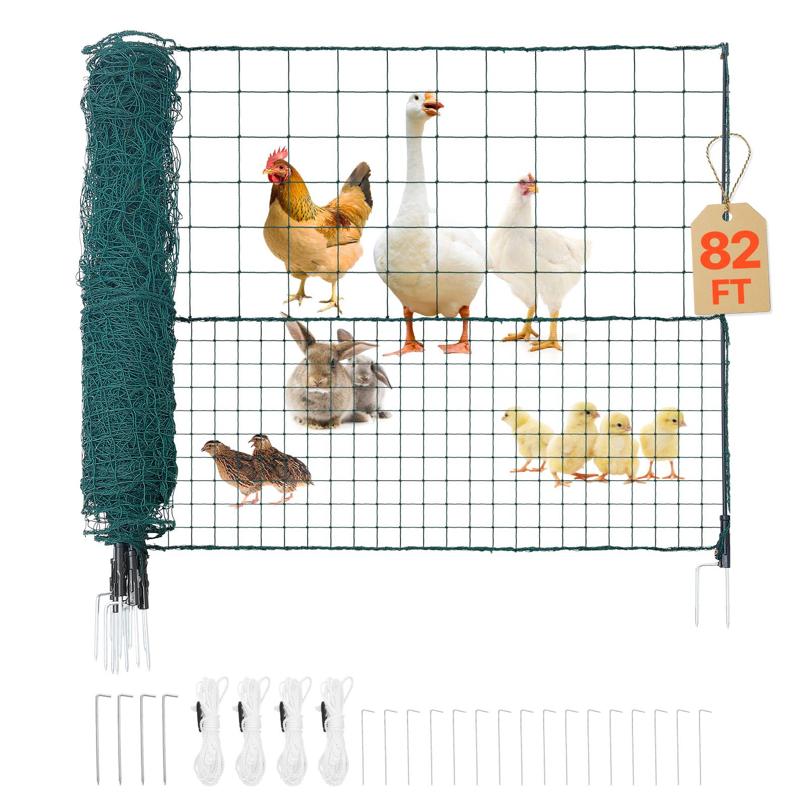 Vevor - VEVOR Clôture filet mobile 25 x 1,05 m, filet PE anti-UV, poteaux fibre de verre, piquets double pointe et haubans, idéale jardin et animaux. - Image 1