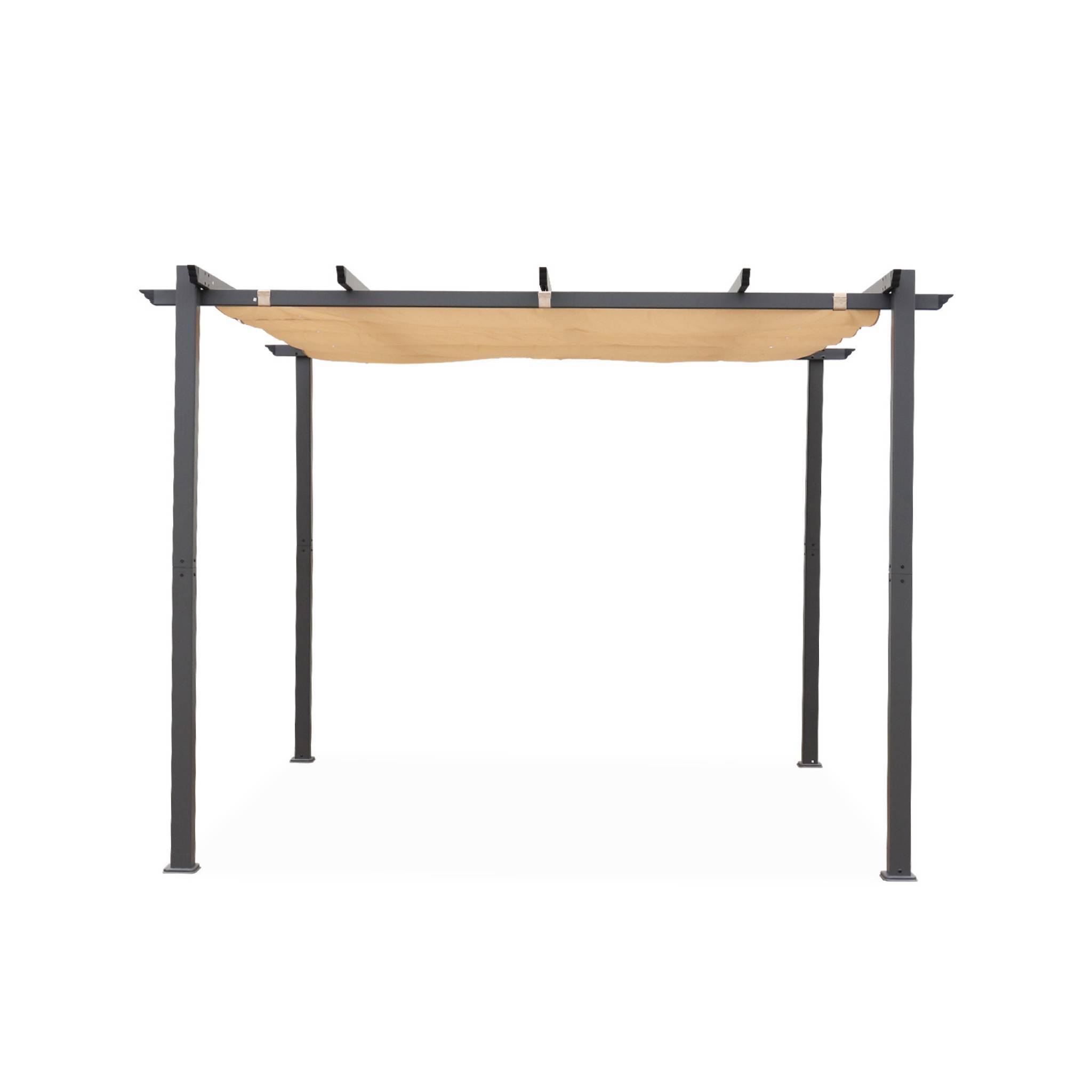 Pergola aluminium - Isla 3x3m -  Toile beige- Tonnelle idéale pour votre terrasse. toit rétractable. toile coulissante. structure aluminium | sweeek - Image 2