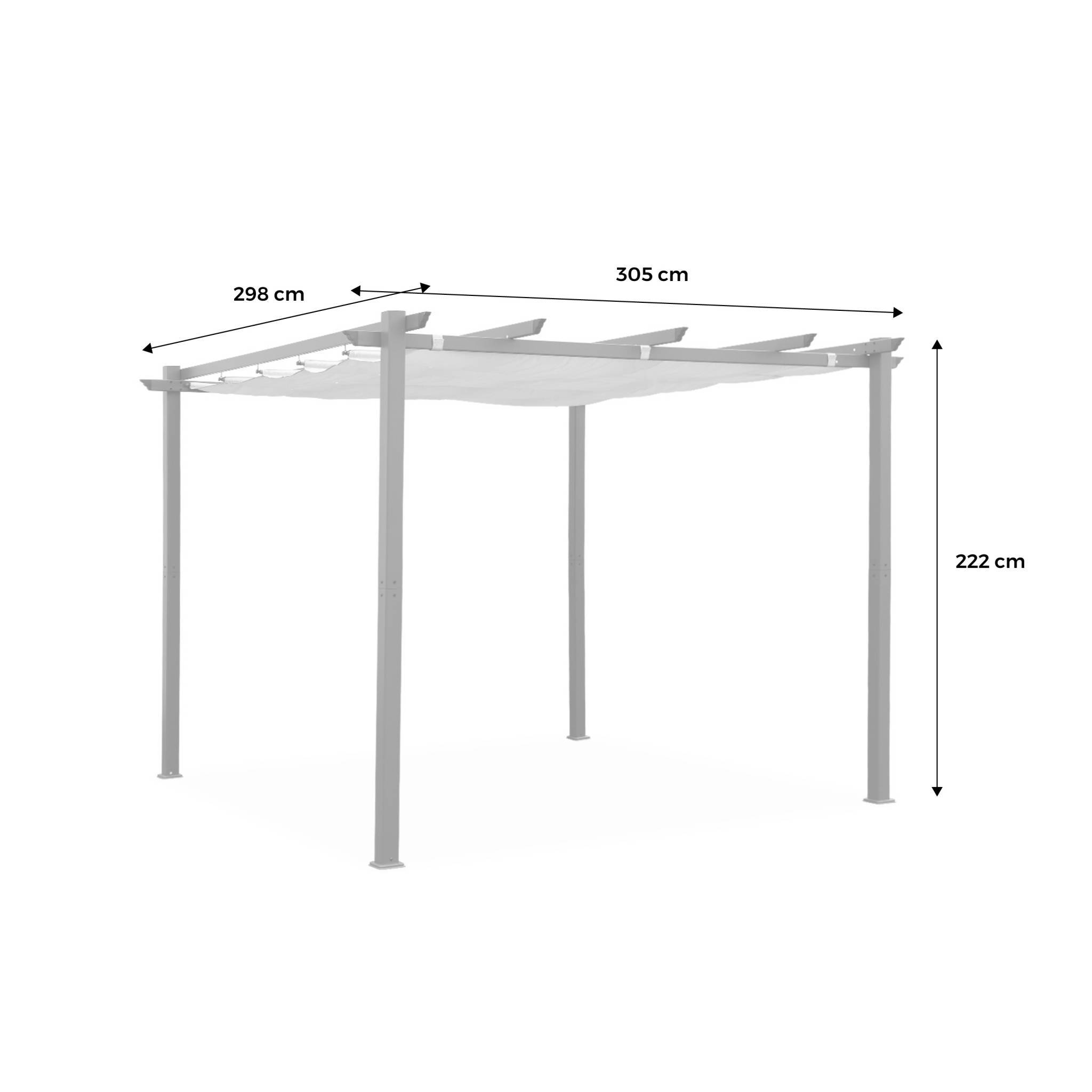 Pergola aluminium - Isla 3x3m -  Toile beige- Tonnelle idéale pour votre terrasse. toit rétractable. toile coulissante. structure aluminium | sweeek - Image 6