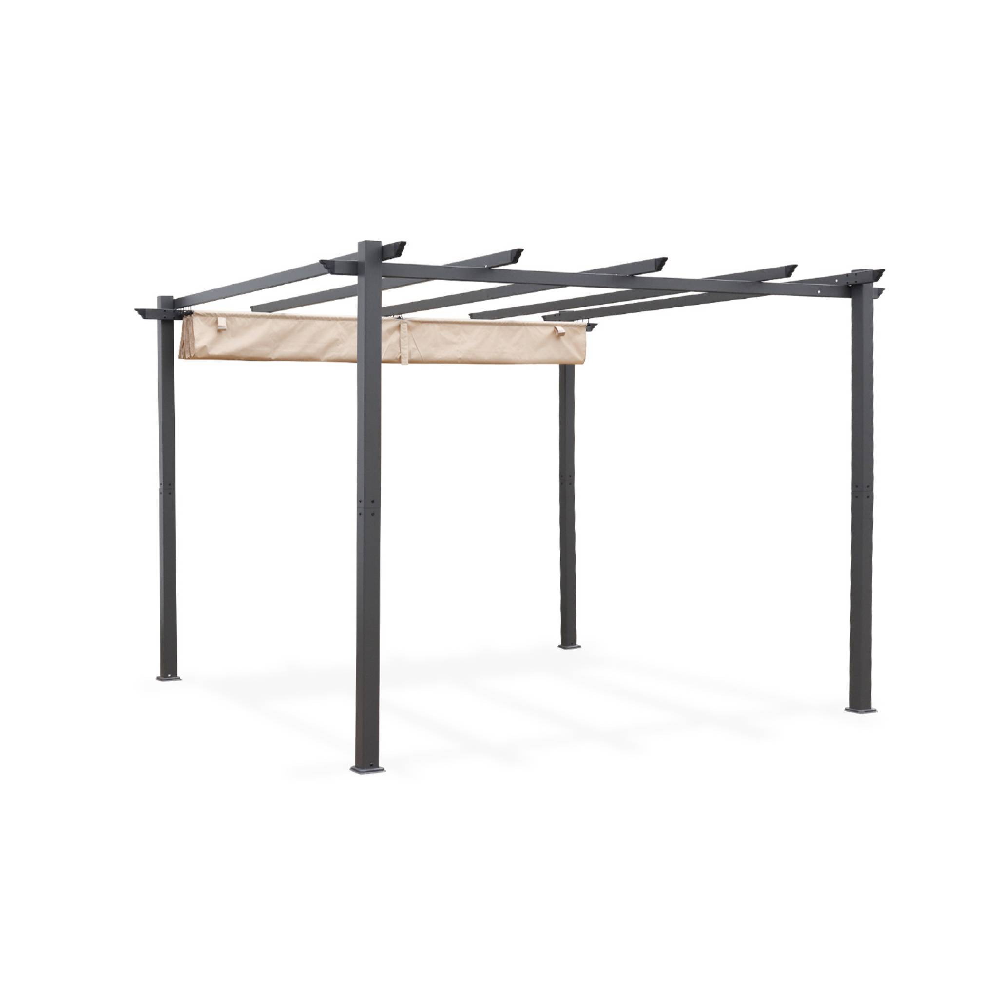 Pergola aluminium - Isla 3x3m -  Toile beige- Tonnelle idéale pour votre terrasse. toit rétractable. toile coulissante. structure aluminium | sweeek - Image 3