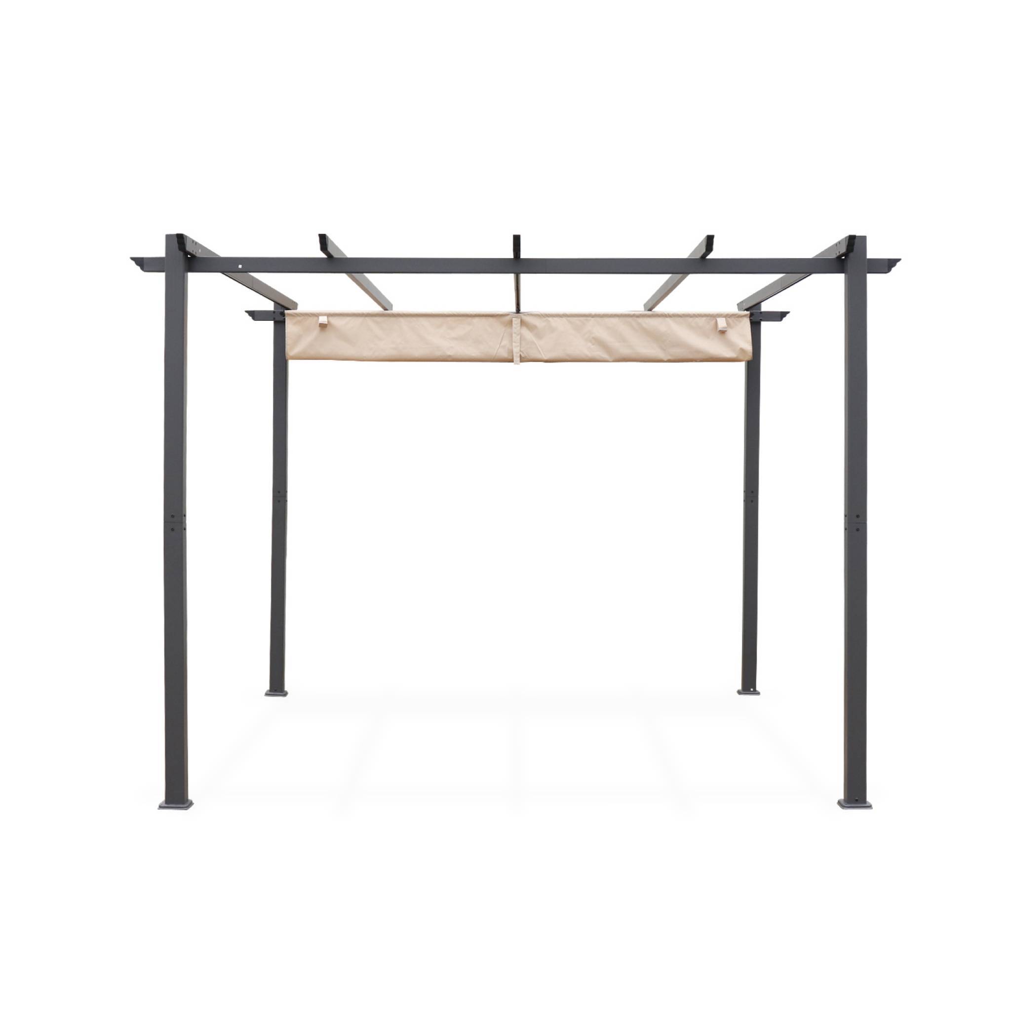 Pergola aluminium - Isla 3x3m -  Toile beige- Tonnelle idéale pour votre terrasse. toit rétractable. toile coulissante. structure aluminium | sweeek - Image 4