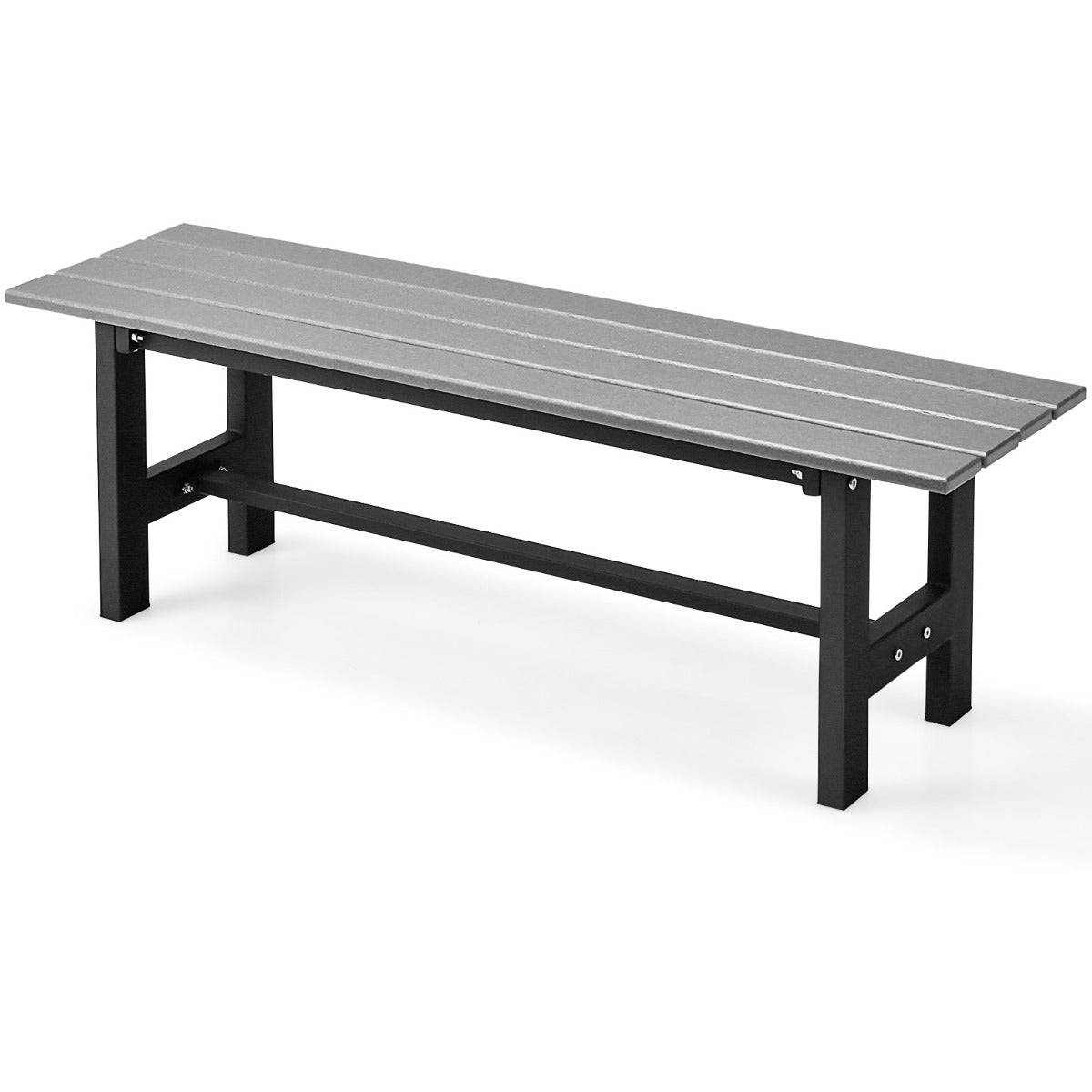 Helloshop26 - Banc de jardin HDPE pour 2 personnes charge 300 kg banquette extérieur avec cadre en métal et couvre-pied de protection gris - Image 1