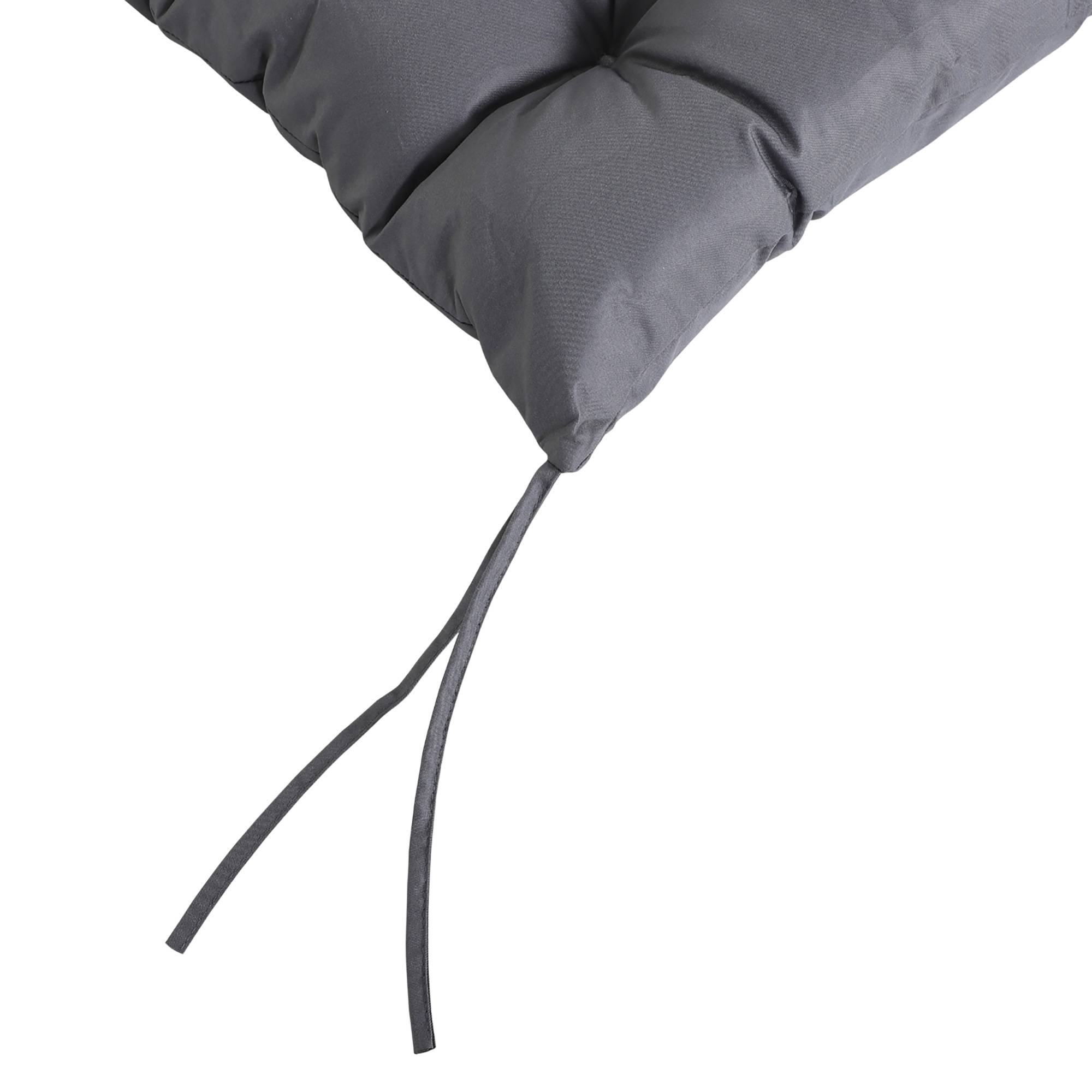Lot de 2 coussins de chaise 50 x 98 x 8 cm avec dossier et 6 cordons de fixation pour jardin, terrasse, balcon, gris foncé - Image 9