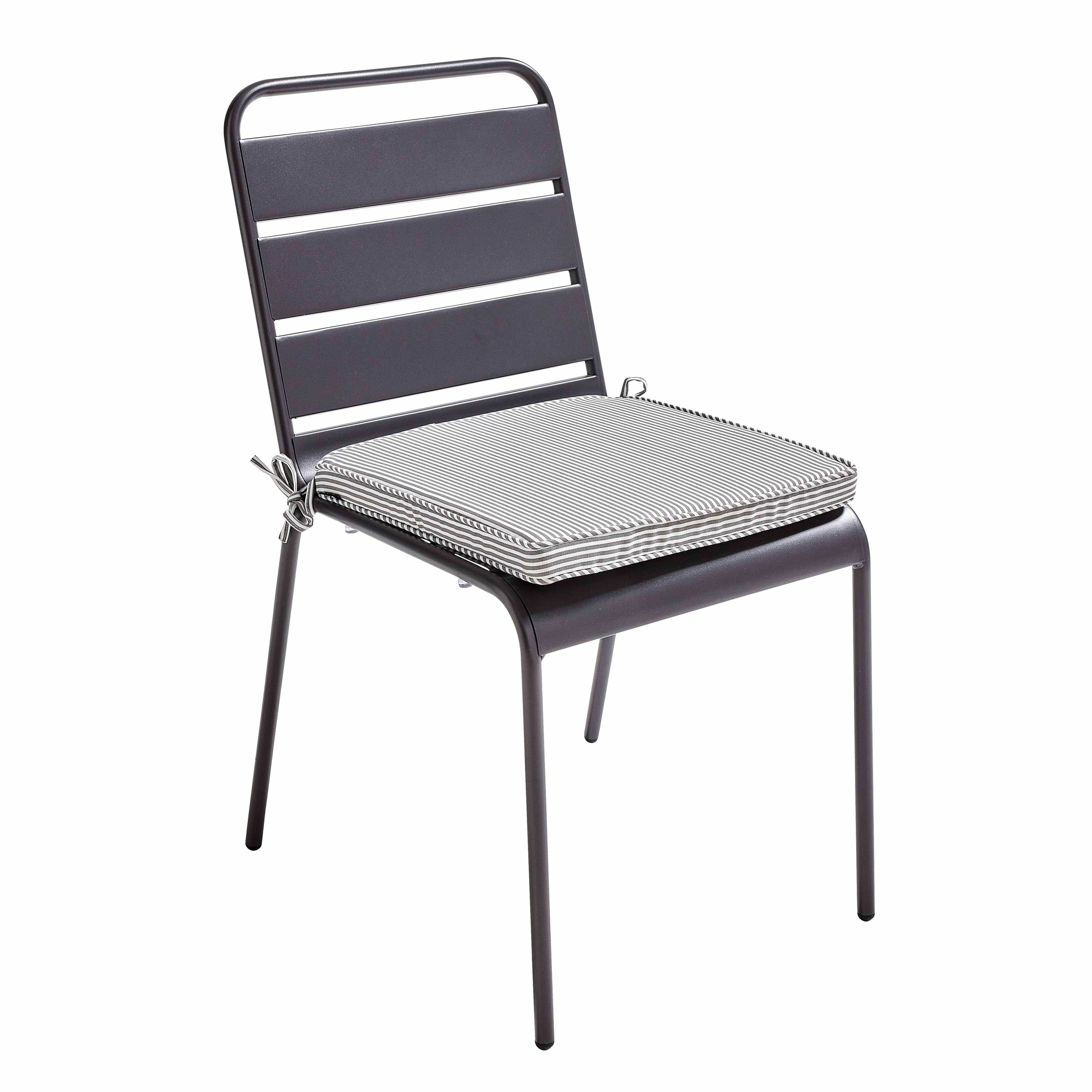 Oviala - Lot de 4 galettes de chaise polyester linea gris 40x40x3 cm - Oviala - Image 3
