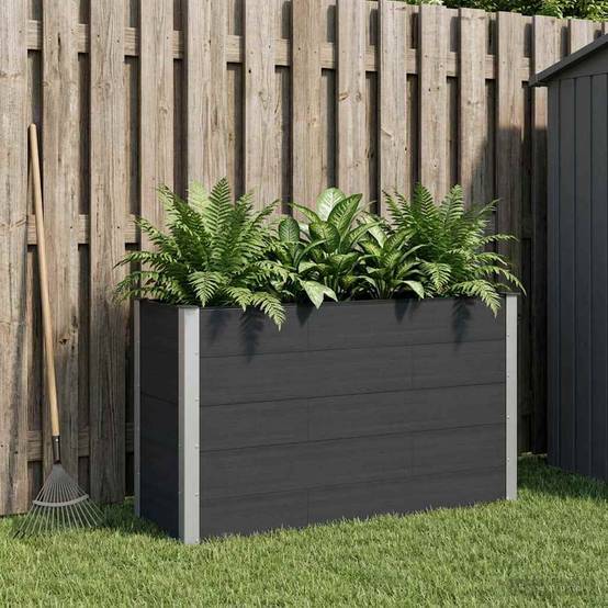 ComfortXL - Bac Surélevé Composite Aluminium Extérieur Culture Légumes Fleurs Fond Ouvert 150x50x91cm Noir - ComfortXL Outdoor Living - Image 1
