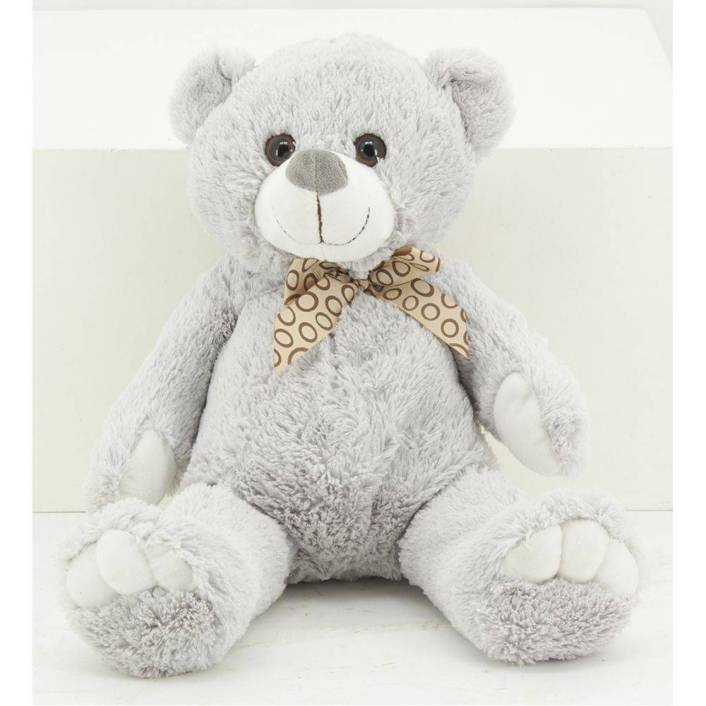 Aubry Gaspard - Peluche ours en acrylique gris 30 cm - Image 4