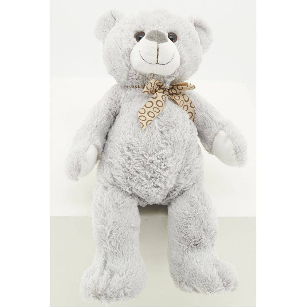 Aubry Gaspard - Peluche ours en acrylique gris 30 cm - Image 3