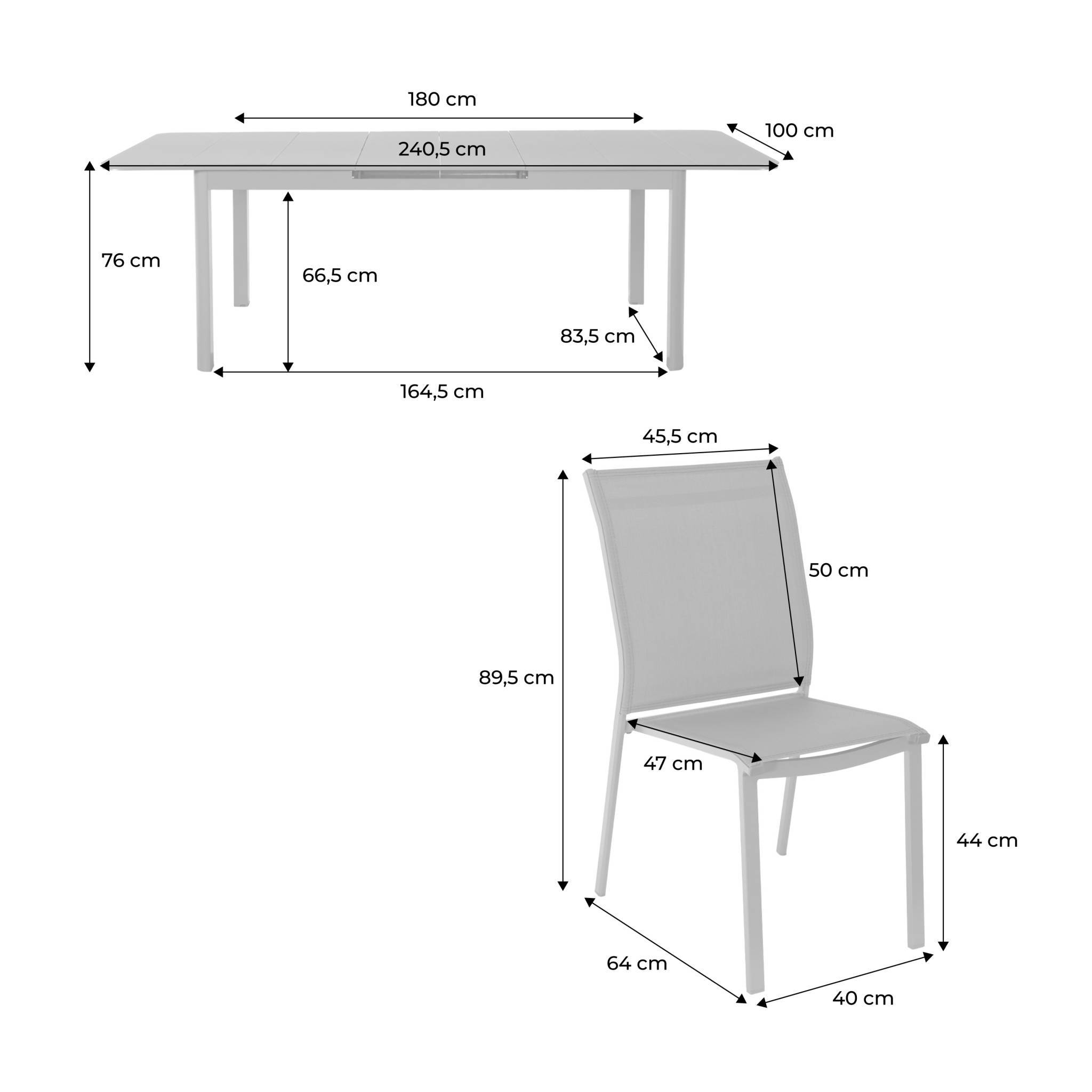 Table de jardin extensible aluminium + 8 assises anthracite - Soria / Buffalo | sweeek - Image 4