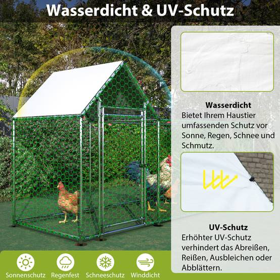 Enclos Poulailler Acier Galvanisé 3.24m² Volailles Toit Étanche 3x1x1.5m Argent - ComfortXL Pet Living - Image 6