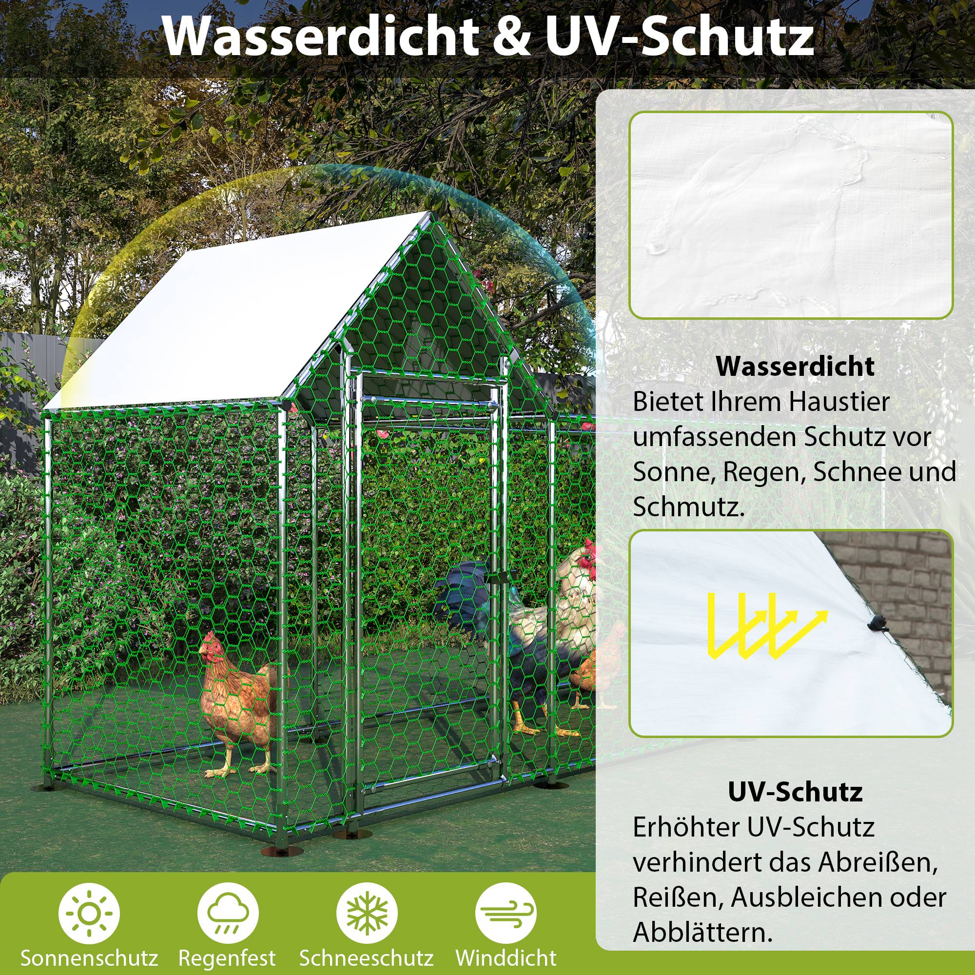 Enclos Poulailler Acier Galvanisé 3.24m² Volailles Toit Étanche 3x1x1.5m Argent - ComfortXL Pet Living - Image 6