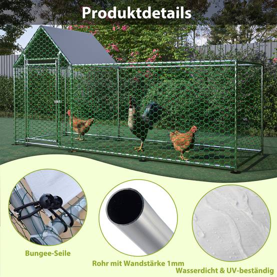 Enclos Poulailler Acier Galvanisé 3.24m² Volailles Toit Étanche 3x1x1.5m Argent - ComfortXL Pet Living - Image 5