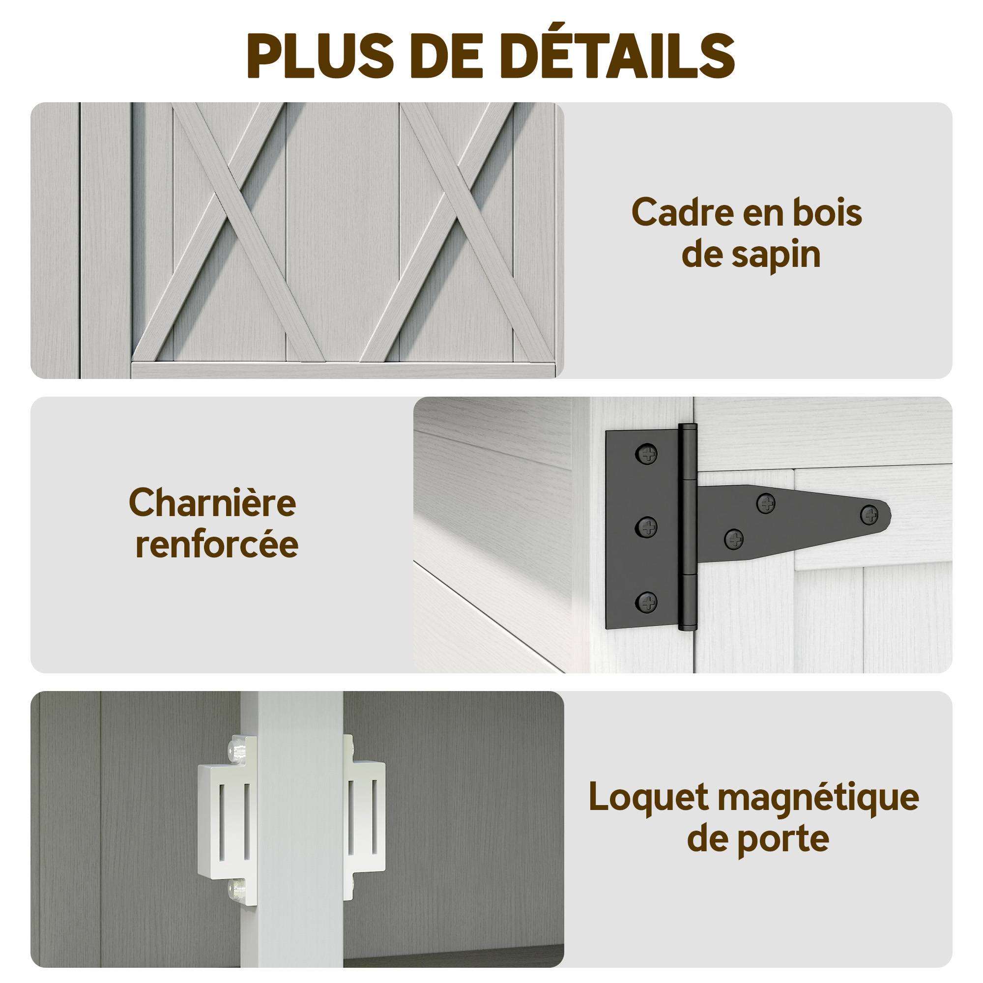 Armoire de jardin bois massif extérieur 4 étagères toit acier 75x40x90cm gris - ComfortXL Outdoor Living - Image 9