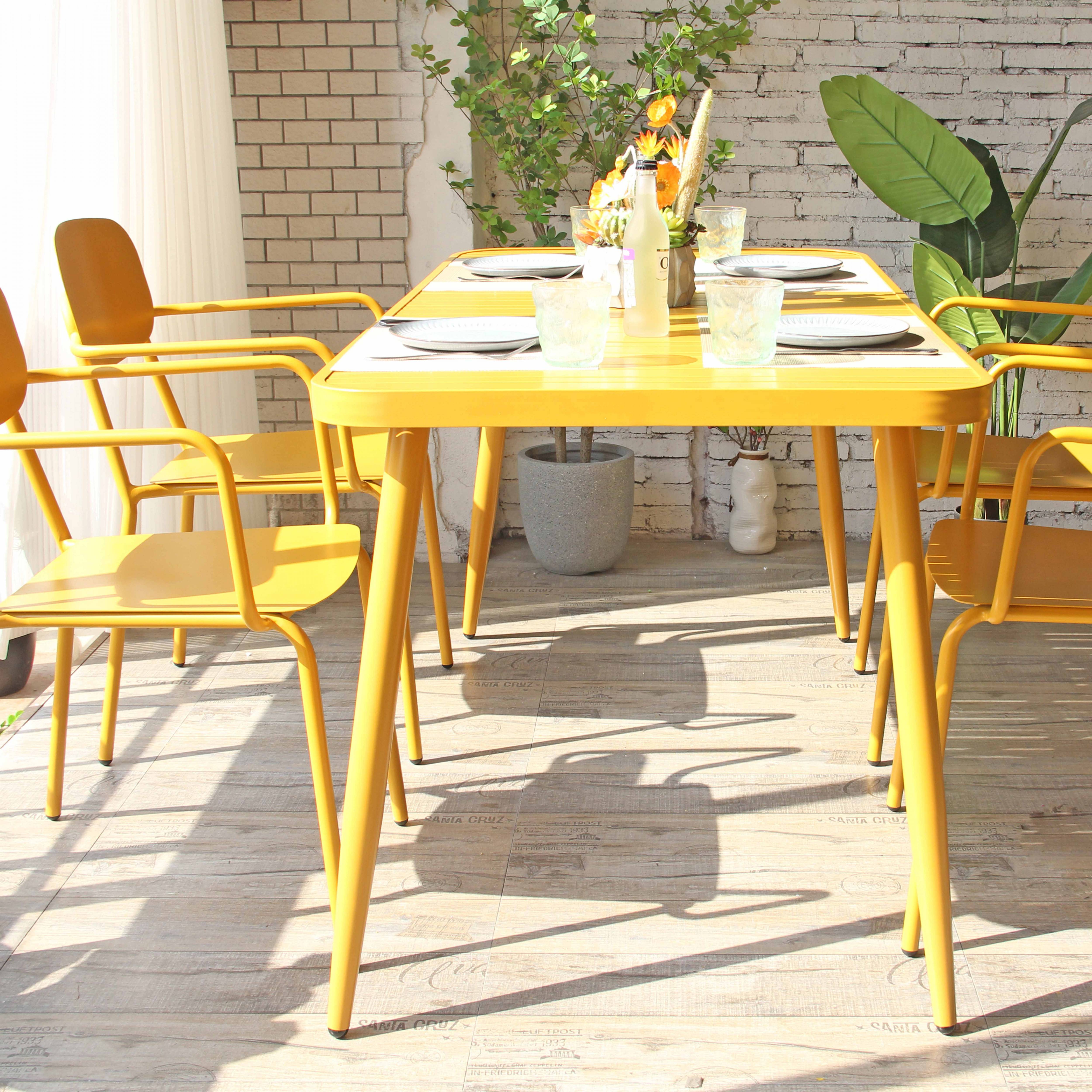 Oviala - Table de jardin en aluminium jaune moutarde Bristol - Oviala - Image 5