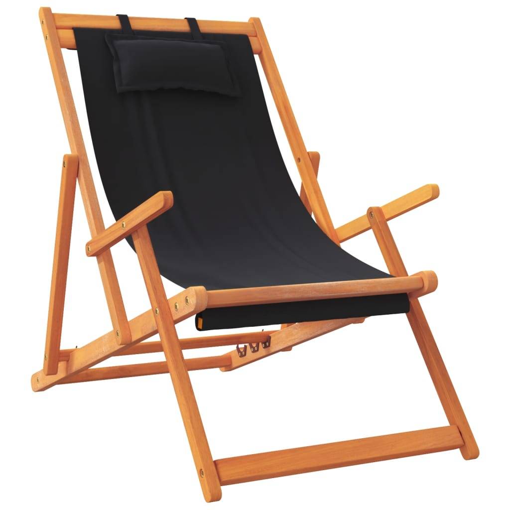 Maison Chic - lot de 2 Chaises de plage pliables - Bain de soleil - Transat noir tissu HL286 - Image 3