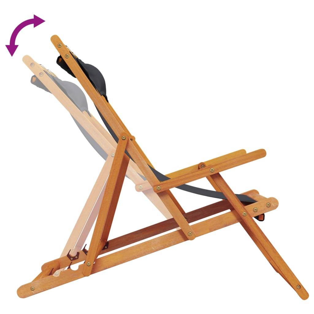 Maison Chic - lot de 2 Chaises de plage pliables - Bain de soleil - Transat noir tissu HL286 - Image 7