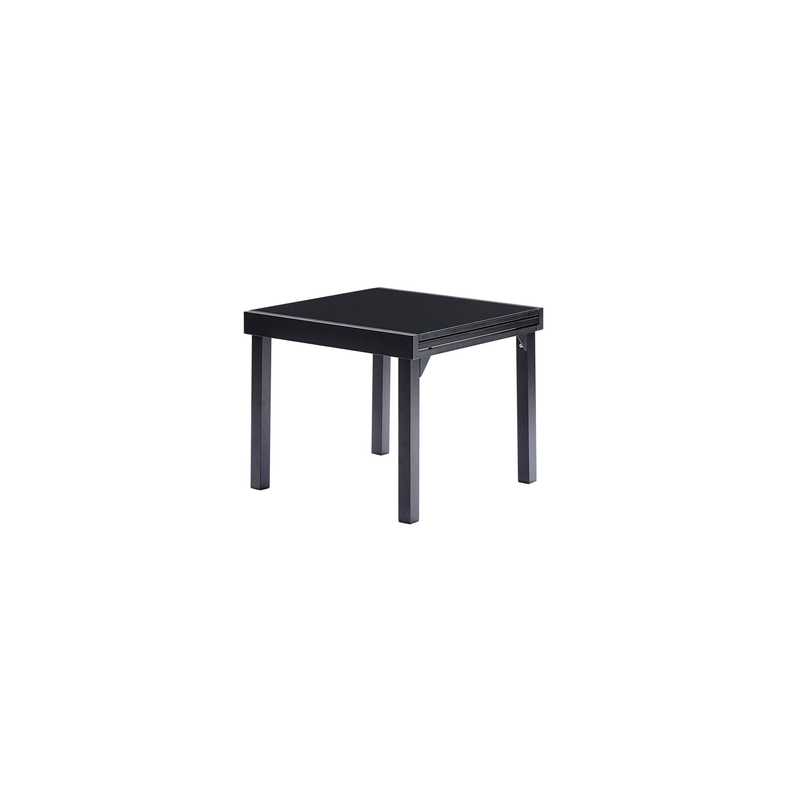 Wilsa Garden - Ensemble MODULO 4/8p en aluminium noir et verre trempé modulable et 4 fauteuils - Image 3