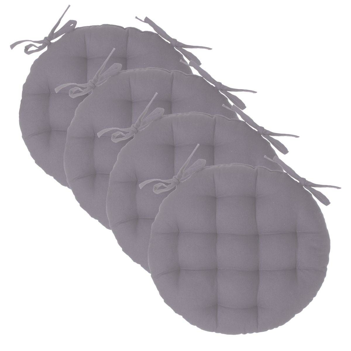 Lot de 4 Galettes de chaise en Coton Gris D 38 cm - Image 1