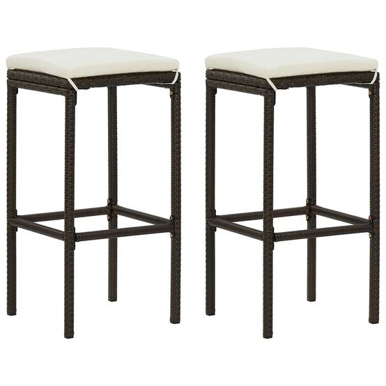 Ensemble de bar de jardin avec coussins 3 pièces marron - Image 6