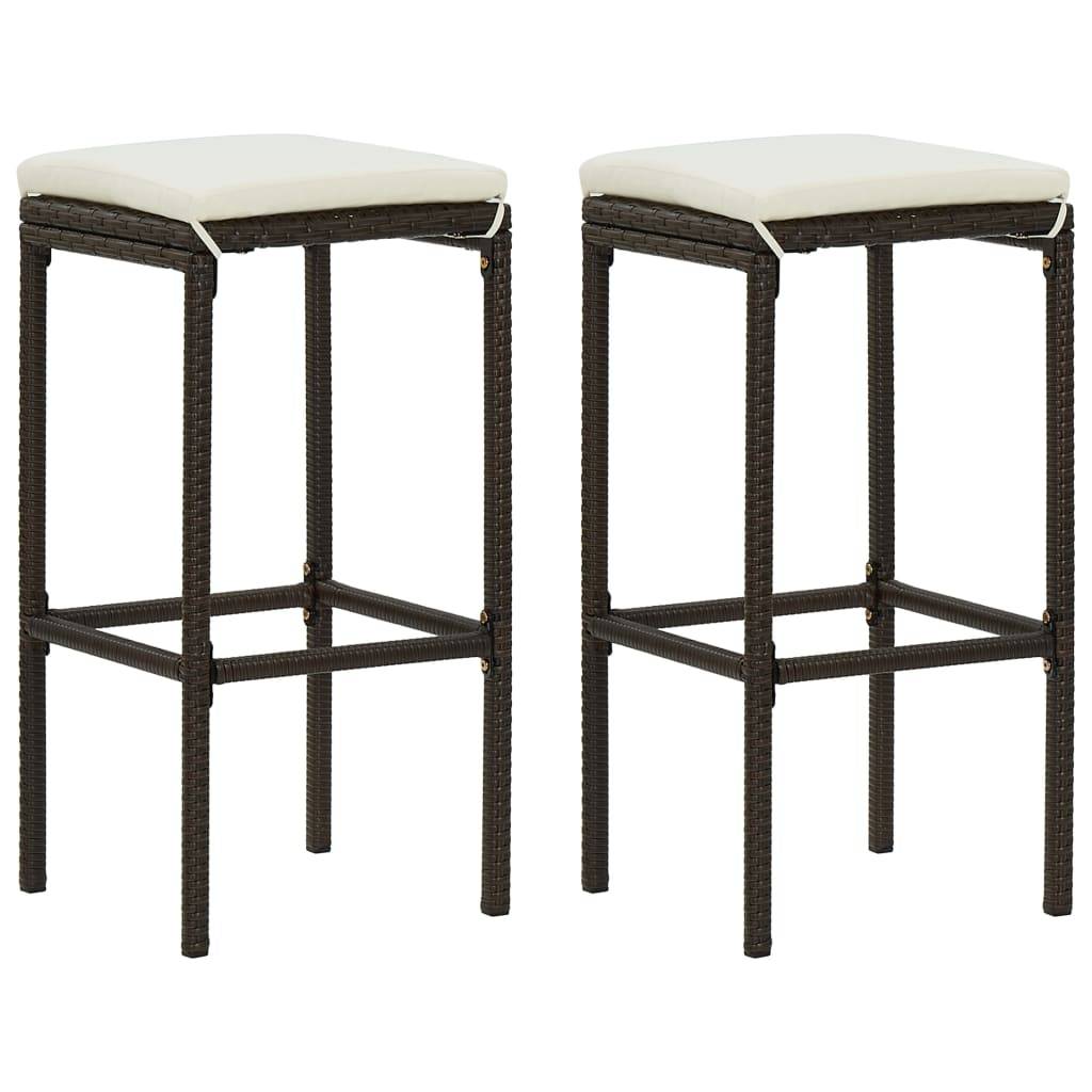 Ensemble de bar de jardin avec coussins 3 pièces marron - Image 6