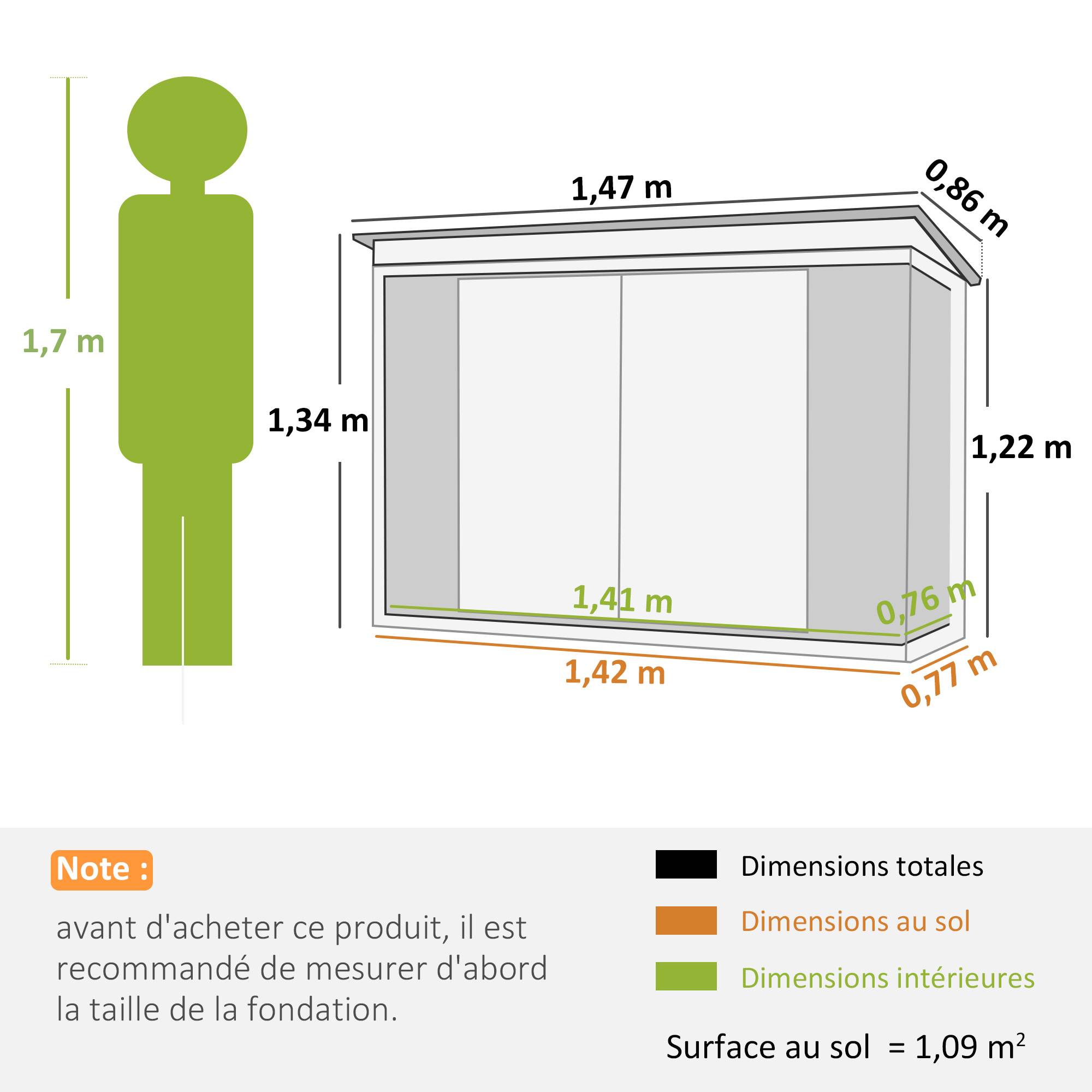 Outsunny - Abri de Jardin Remise Outils/Poubelle 147x86x134 cm 2 portes verrouillables acier Noir Blanc - OUTSUNNY - Image 3