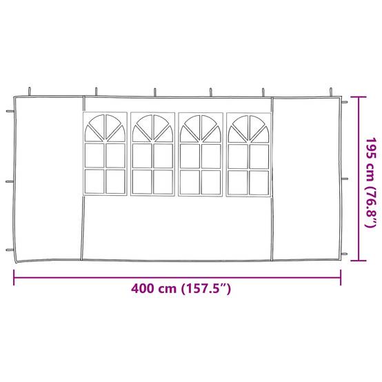 Parois de tente de fête PE et acier blanc 400 x 195 cm - PANGIVO - Image 6