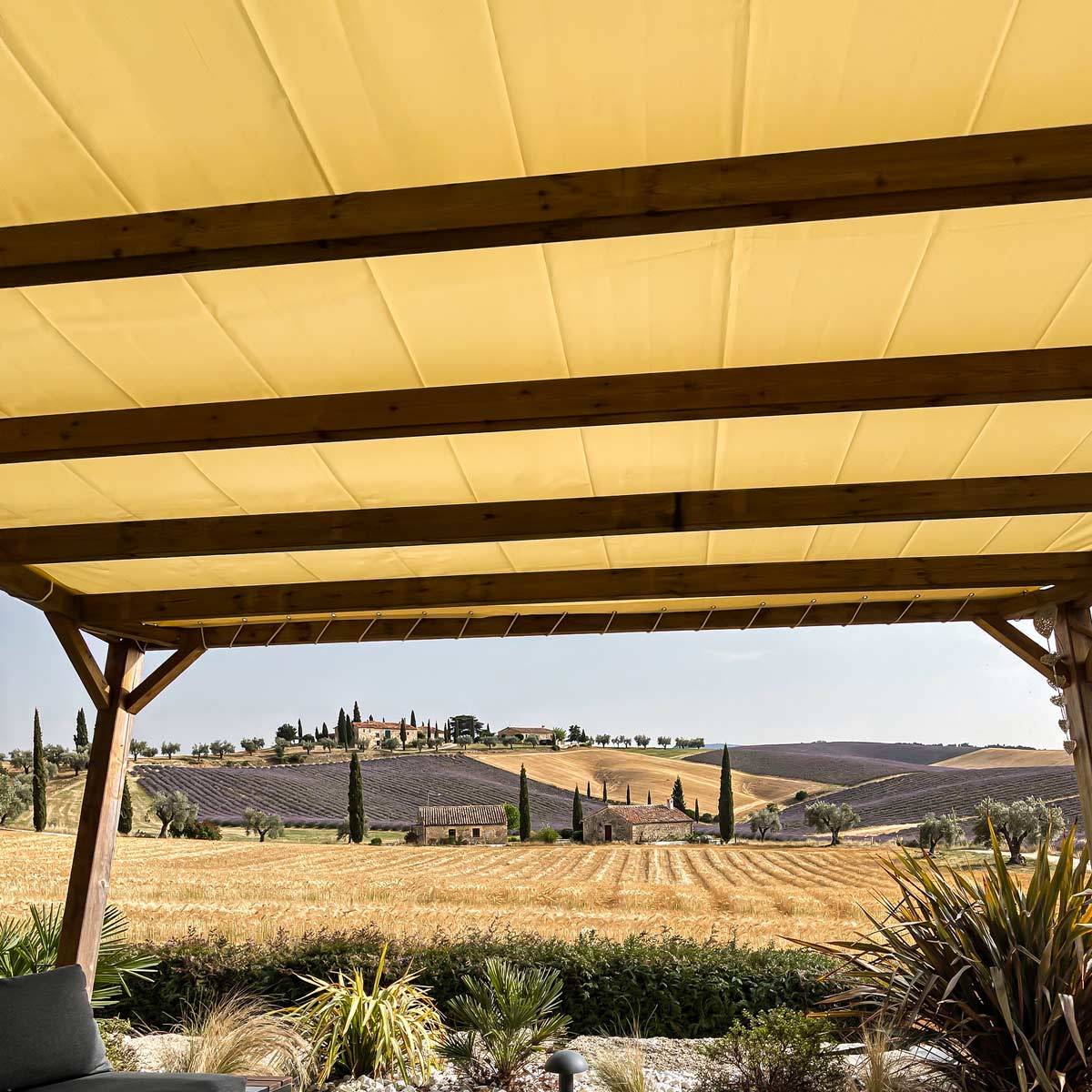 Toile Pergola Ivoire 2x3 m Protection Solaire XP680M2PR - Garantie 15 ans - Bâche Pergola étanche PVC - Made in France TECPLAST - Image 1