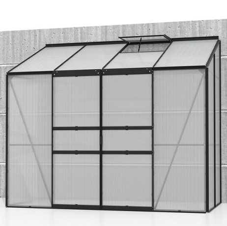 Vitavia - Serre adossée IDA 3300 - 3,30 m² en polycarbonate, porte coulissante & lucarne, Couleur Noir - Image 6