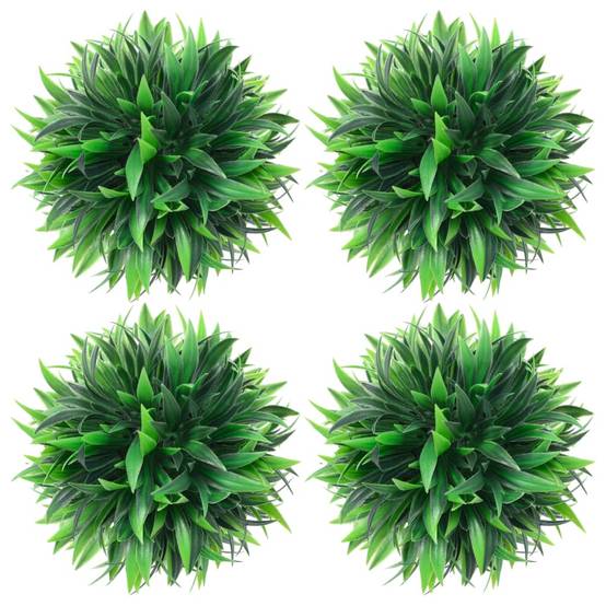 Lot de 4 boules de buis artificielles polyéthylène vert 15 x 15 x 15 cm - PANGIVO - Image 1