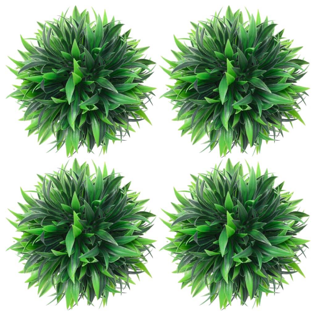Lot de 4 boules de buis artificielles polyéthylène vert 15 x 15 x 15 cm - PANGIVO - Image 1