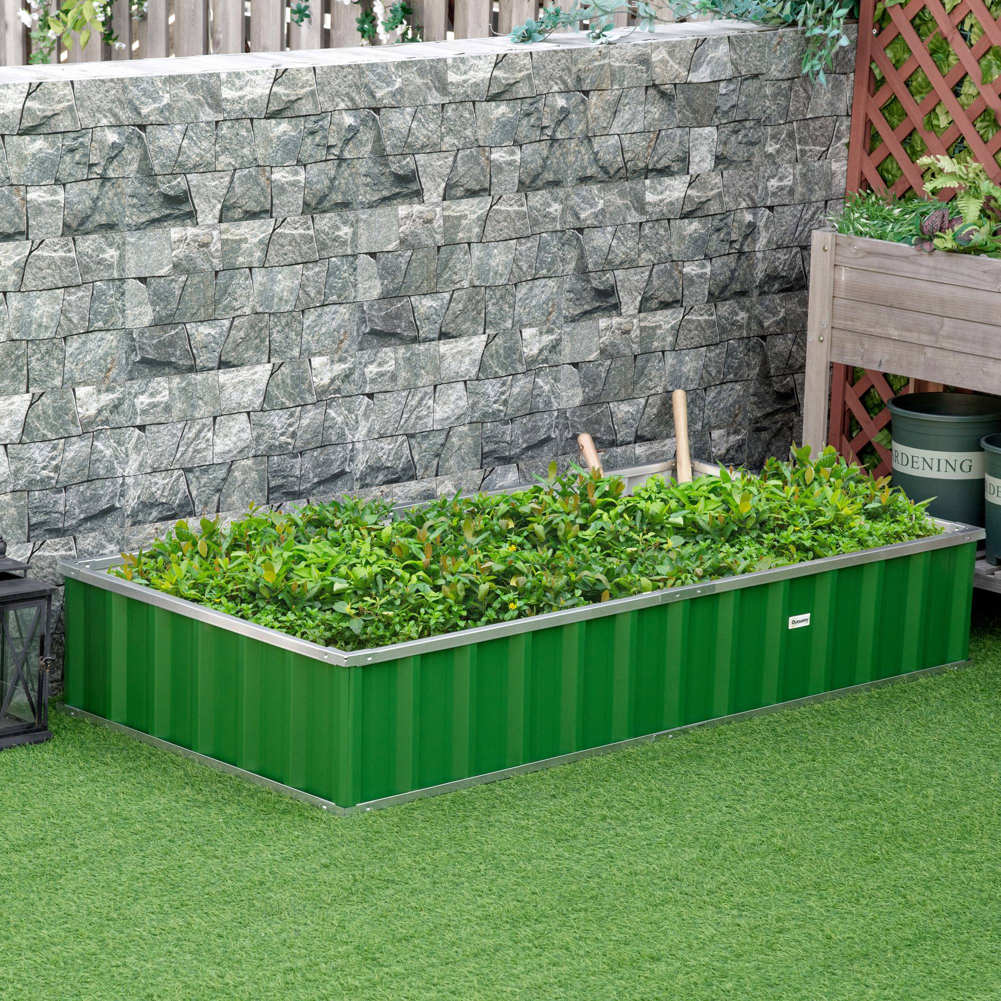 Sans Marque - Carré potager modulable montage sans outils gants 174x90x30 cm acier galvanisé vert - Image 4