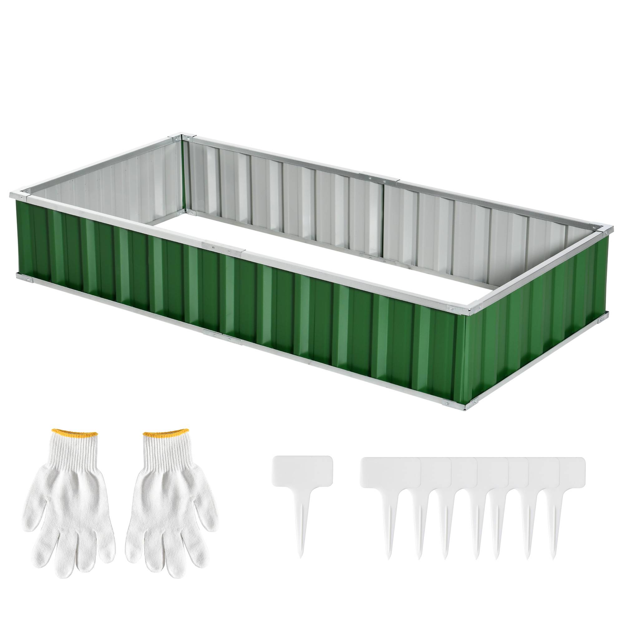 Sans Marque - Carré potager modulable montage sans outils gants 174x90x30 cm acier galvanisé vert - Image 2