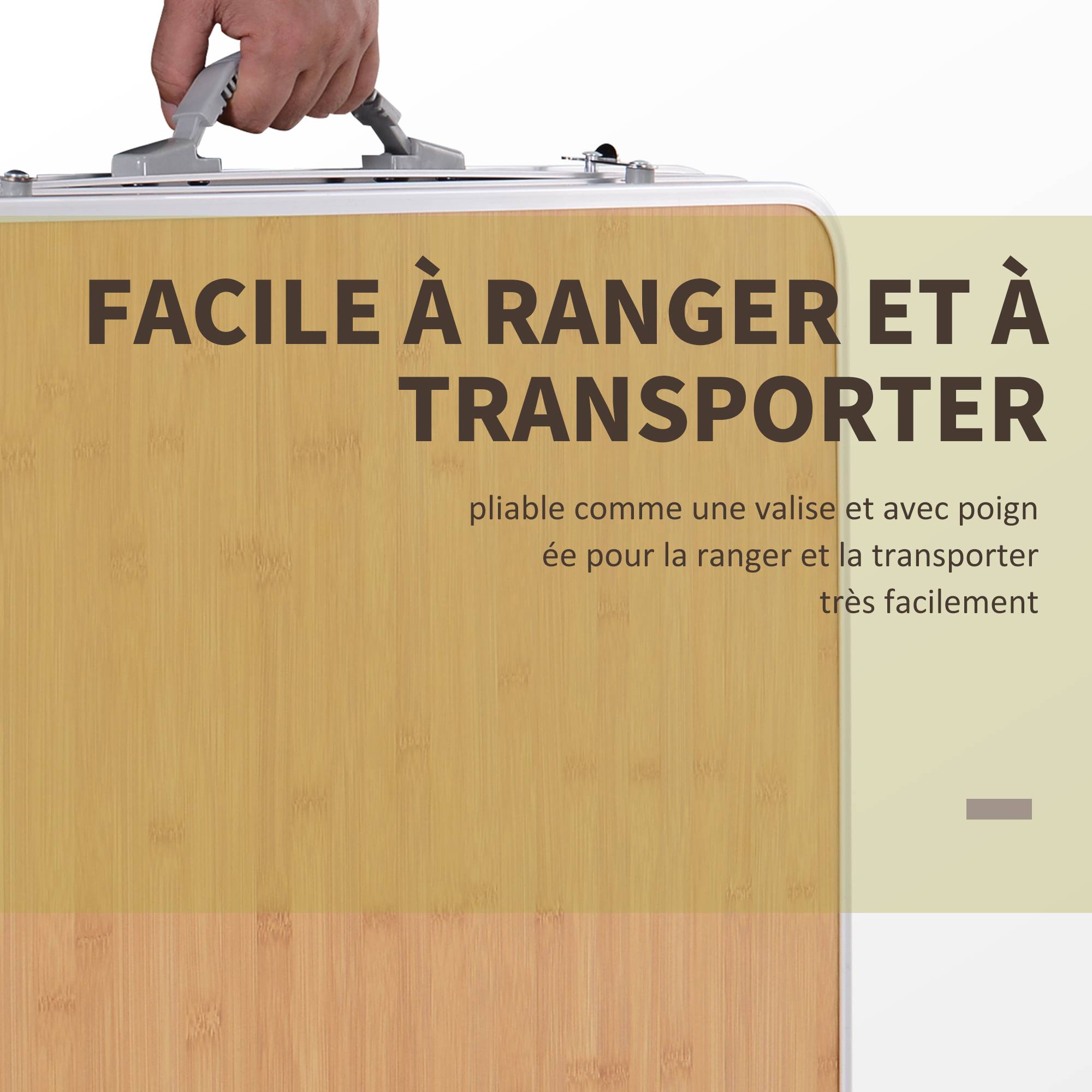ComfortXL - Table pliante aluminium camping jardin avec rallonge réglable 90x60cm beige - ComfortXL Outdoor Living - Image 6