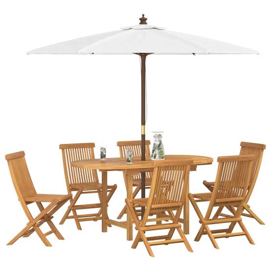 Ensemble de salle à manger jardin bois teck marron 160 x 80 x 75 cm, Poids :66.76kg - PANGIVO - Image 3