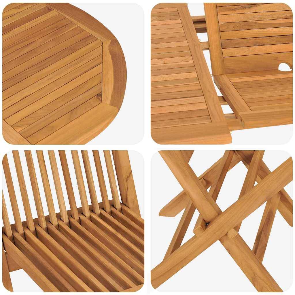 Ensemble de salle à manger jardin bois teck marron 160 x 80 x 75 cm, Poids :66.76kg - PANGIVO - Image 9