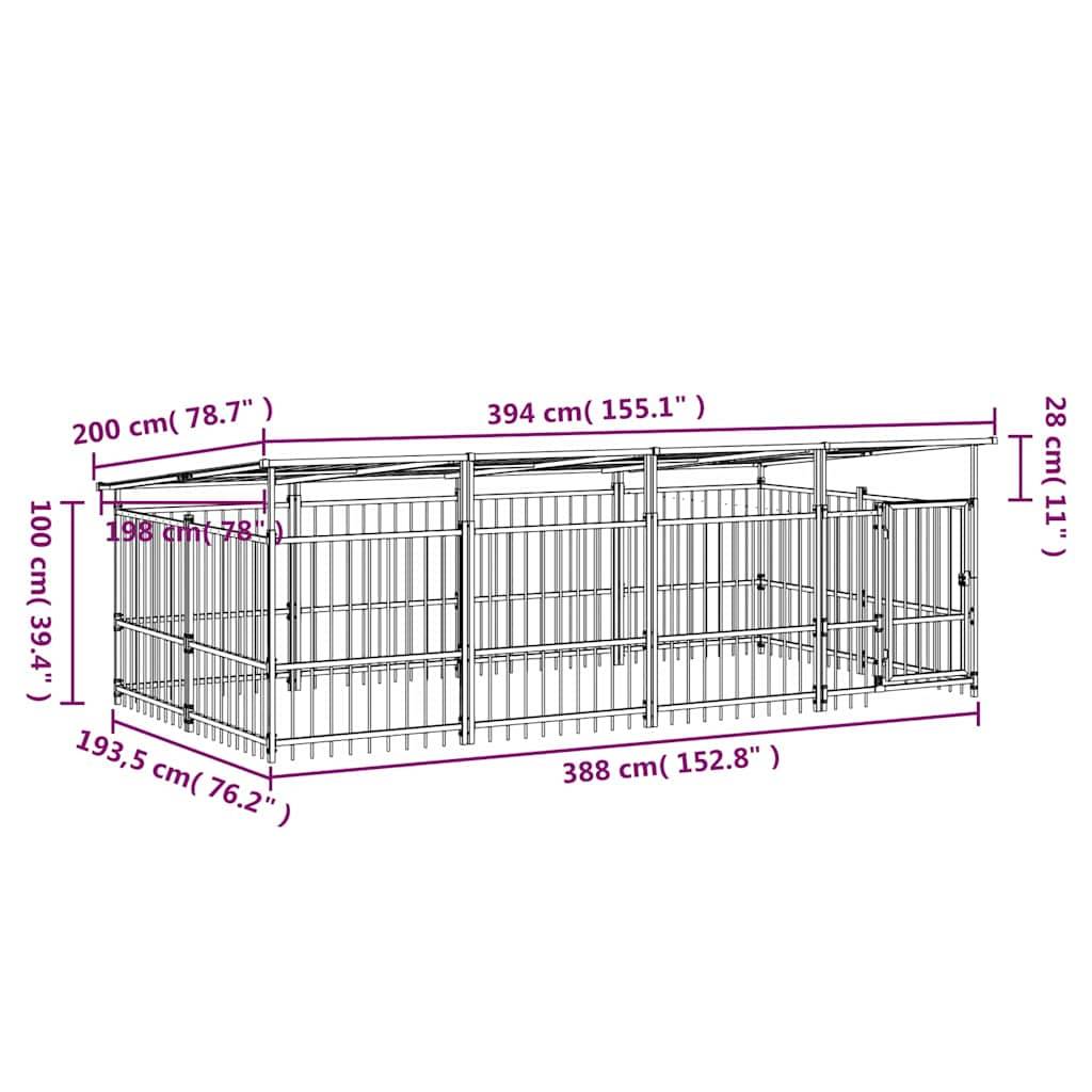 Vidaxl - Chenil d'extérieur avec toit pour chiens Acier 7,51 m² vidaXL 3124609 - Image 7