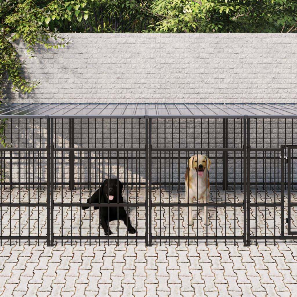 Vidaxl - Chenil d'extérieur avec toit pour chiens Acier 7,51 m² vidaXL 3124609 - Image 1