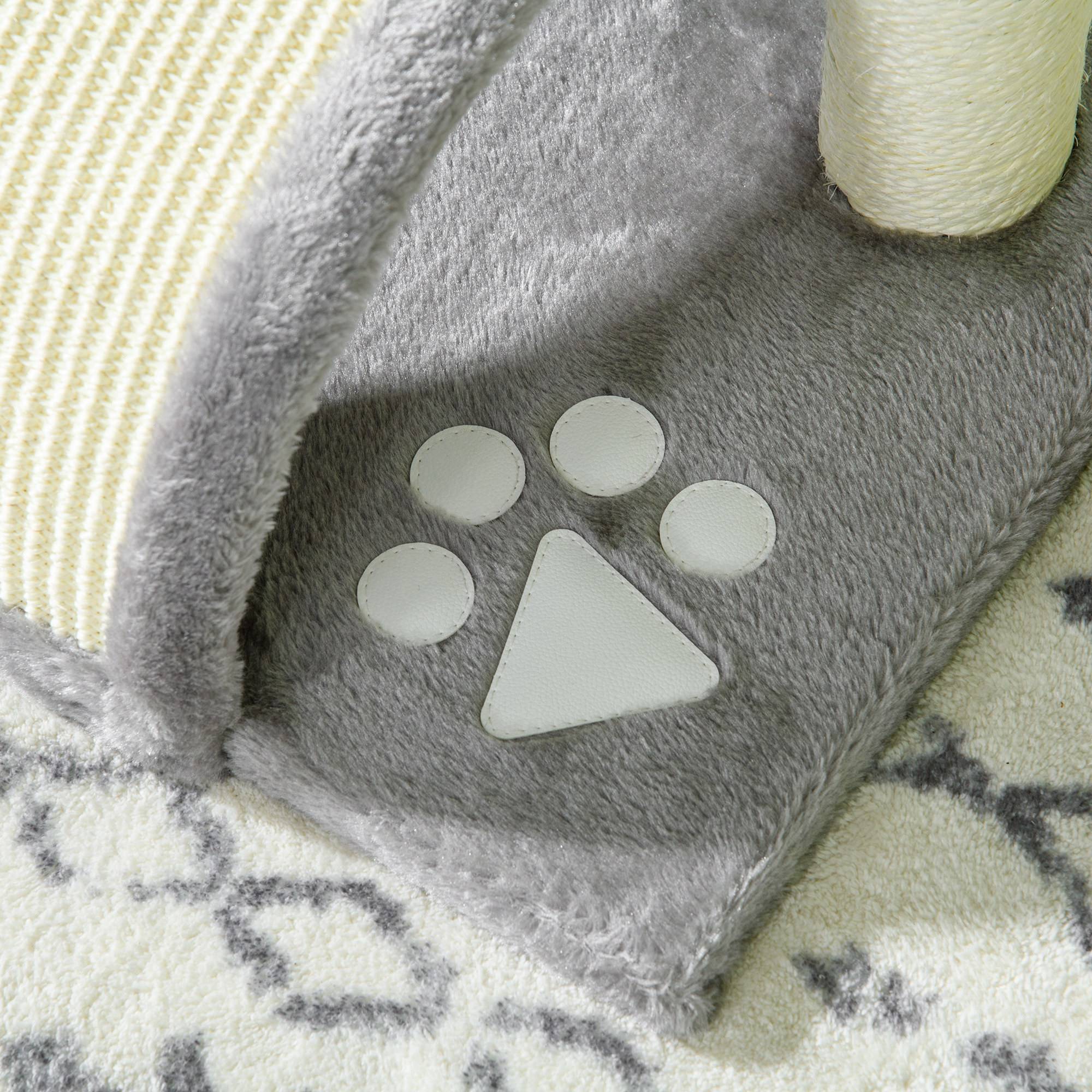 Arbre à chat 46 cm niche, balle, corde sisal, plateforme surélevée, chats jusqu'à 4 kg, gris - Image 10