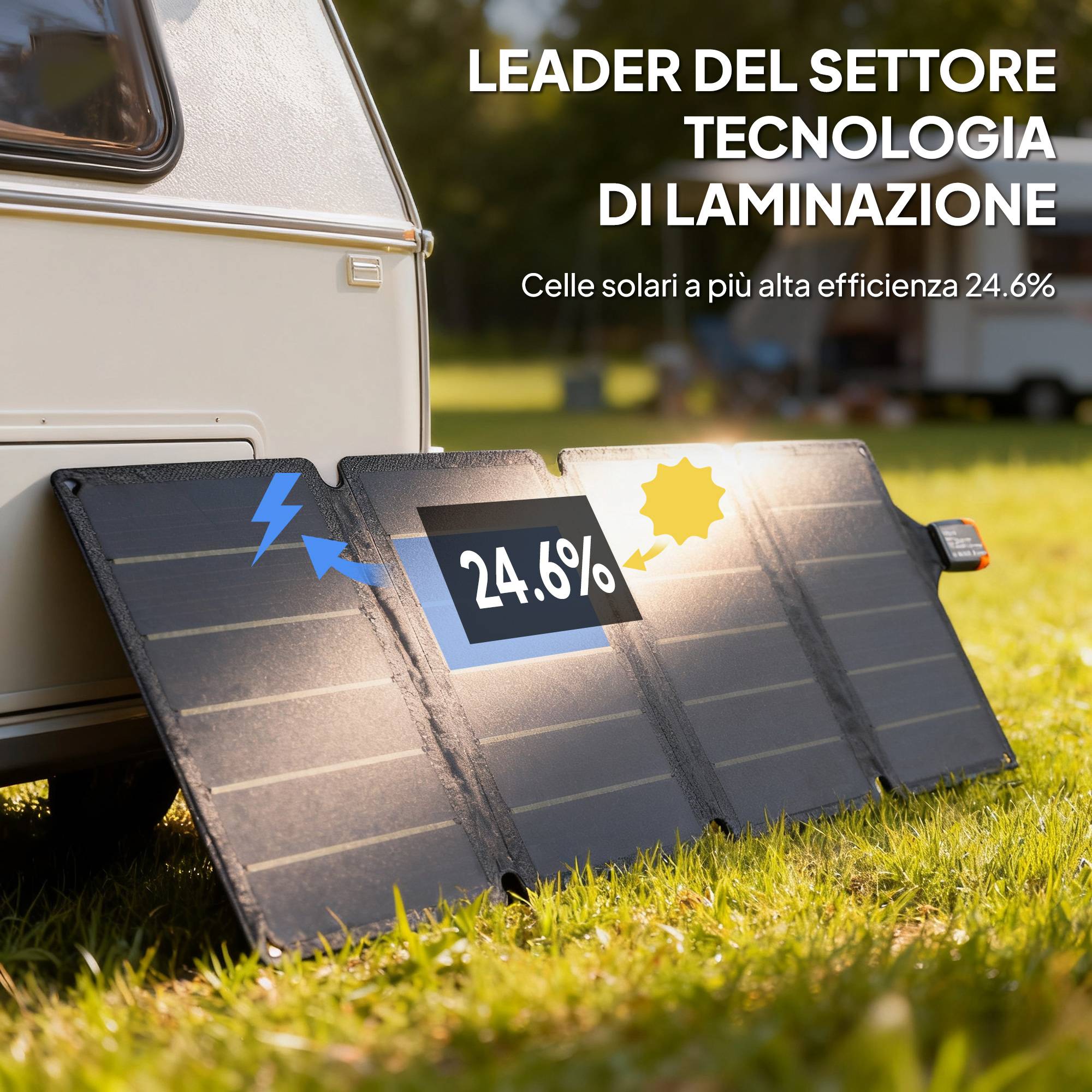 Chargeur solaire 36 W pliable avec connecteur Type-C, imperméable IP67 en ETFE, gris - Image 9