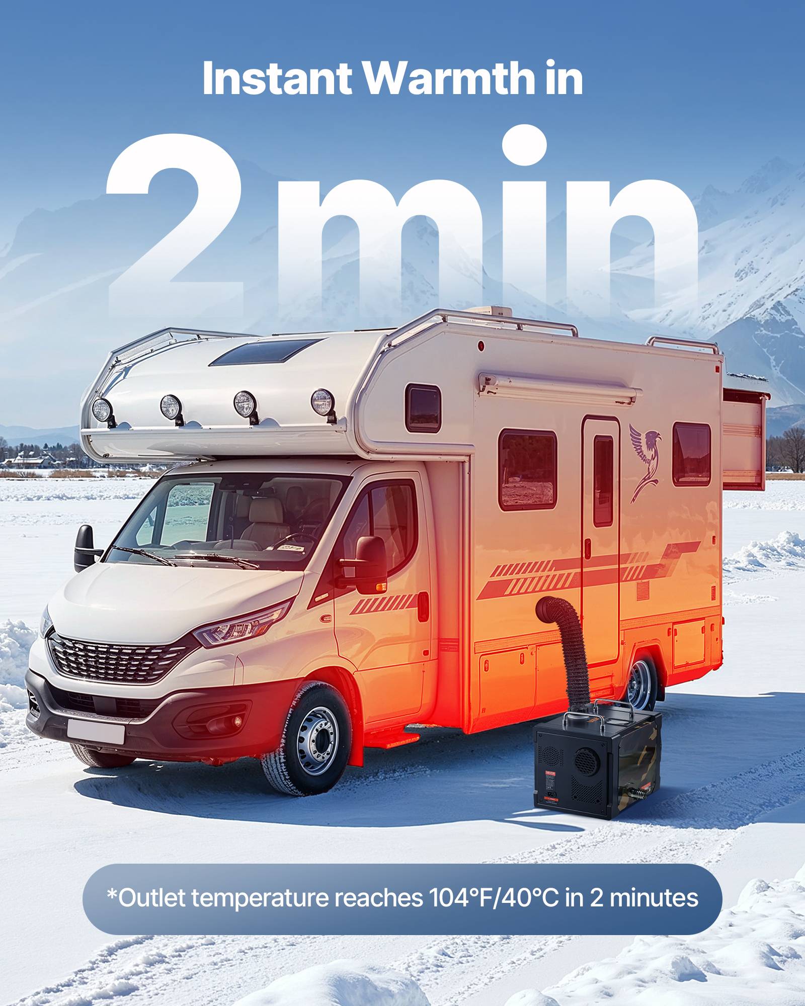 VEVOR Chauffage diesel 8kW 12/24V, Bluetooth, télécom., LCD, réservoir 7L, camping-car - Image 3
