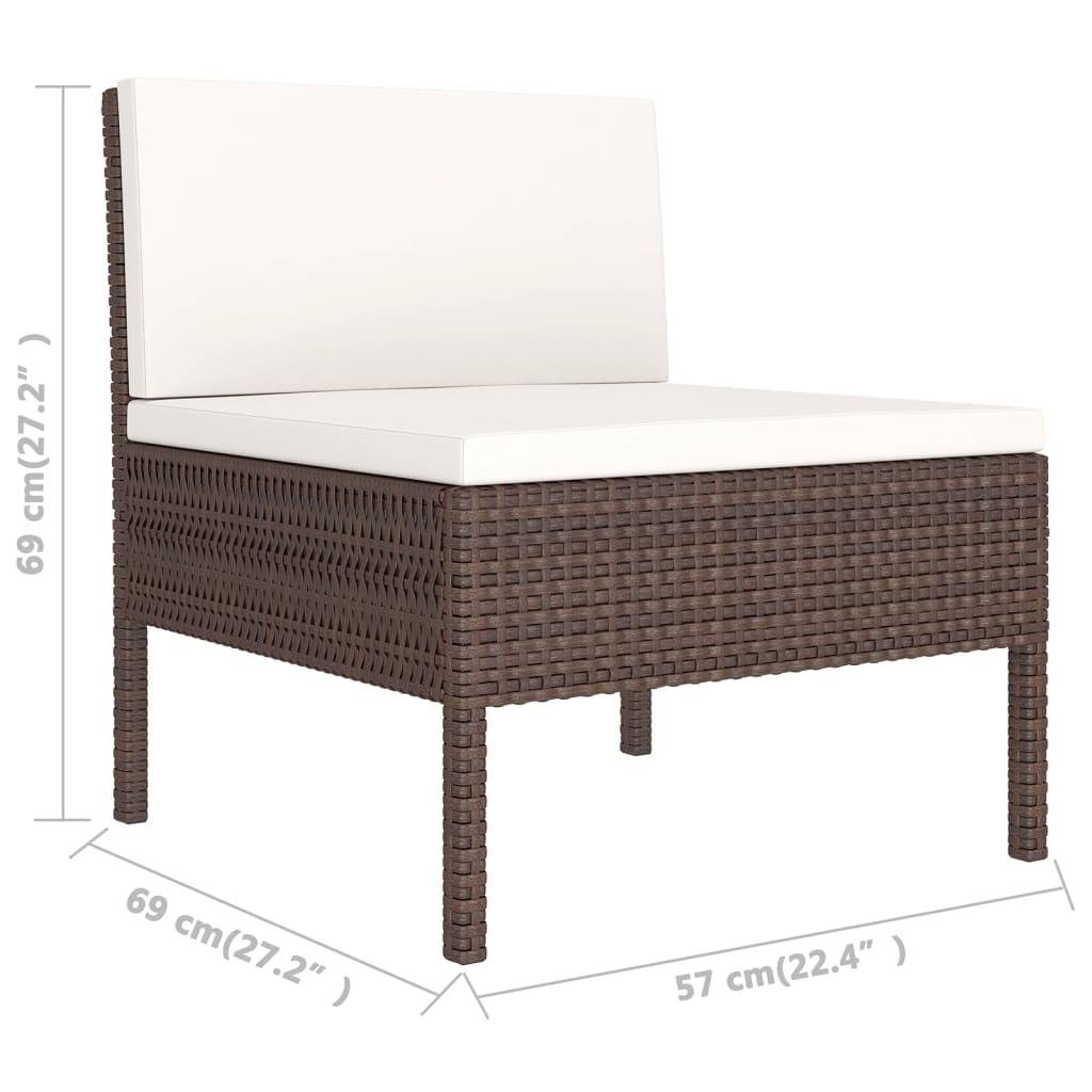 Helloshop26 - Salon de jardin meuble d'extérieur ensemble de mobilier 11 pièces avec coussins résine tressée marron - Image 8