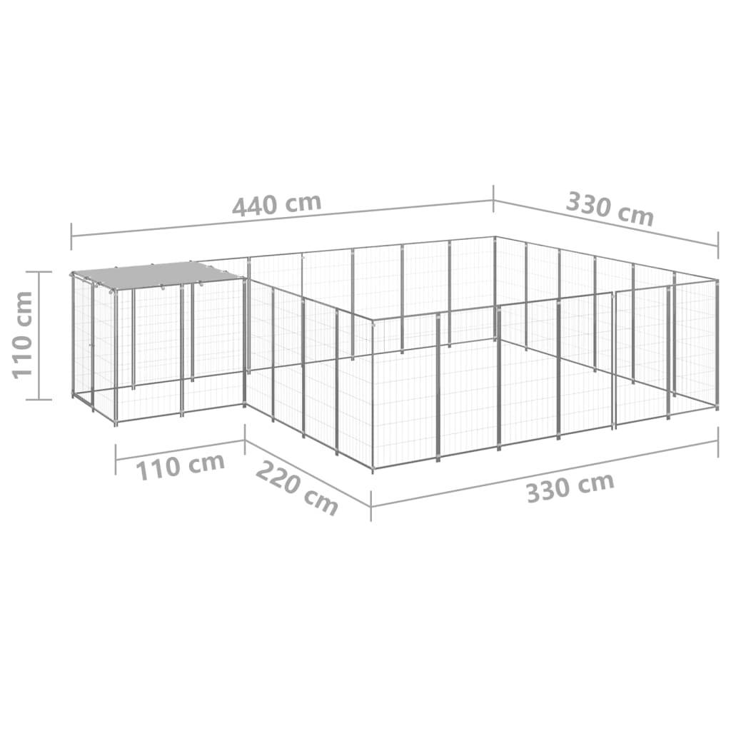 Très Grand Chenil pour Chien en Acier Jardin avec Toit de Protection 12,1 m² Argenté - ComfortXL Pet Living - Image 6